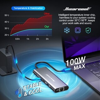 Foto 4 | Hub USB-C Ethernet Hiearcool 8 en 1 con HDMI 4K @60 para MacBook Pro - Venta Internacional