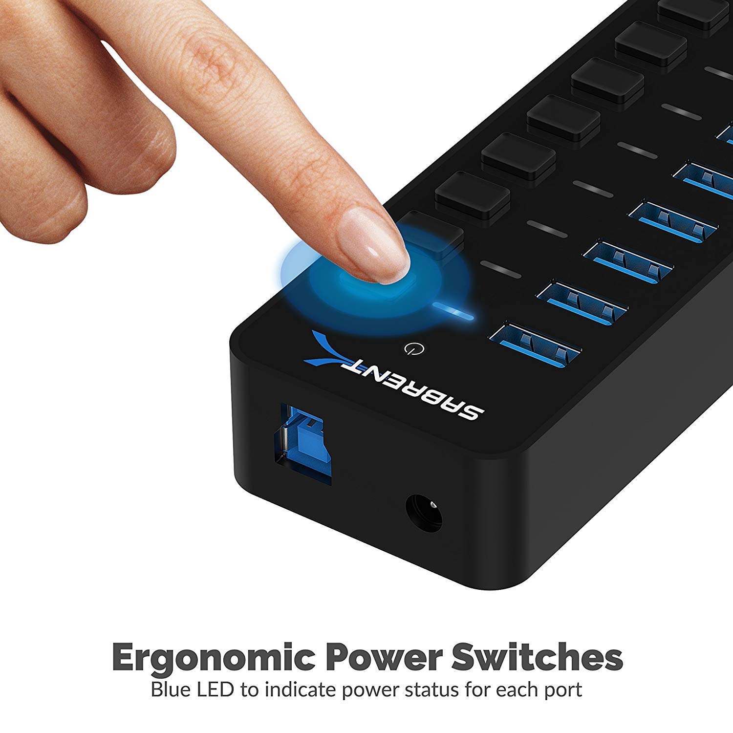 Foto 7 pulgar | Hub Usb Sabrent De 10 Puertos Y 60 W Con Interruptores De Alimentación Y Led Hb-bu10 - Venta Internacional.
