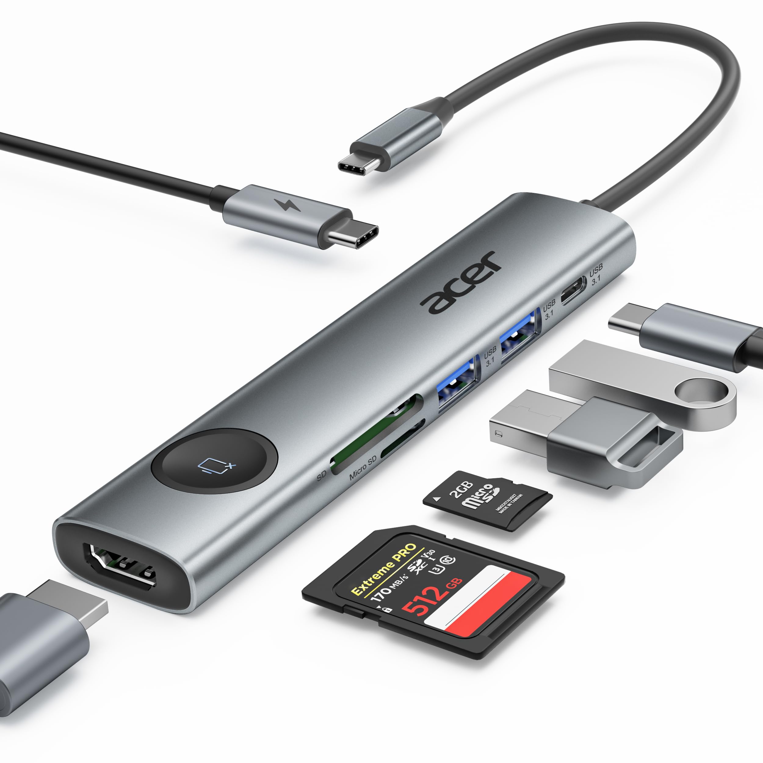 Foto 2 pulgar | Adaptador Multipuerto Usb-c Hub Acer 7 En 1 Con 4k @60hz Hdmi De 100 W - Venta Internacional.