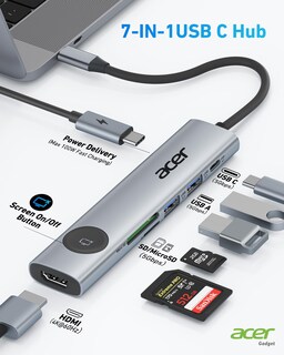 Foto 2 | Adaptador Multipuerto Usb-c Hub Acer 7 En 1 Con 4k @60hz Hdmi De 100 W - Venta Internacional.