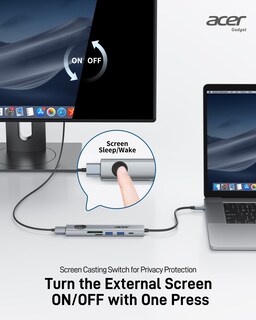 Foto 3 | Adaptador Multipuerto Usb-c Hub Acer 7 En 1 Con 4k @60hz Hdmi De 100 W - Venta Internacional.
