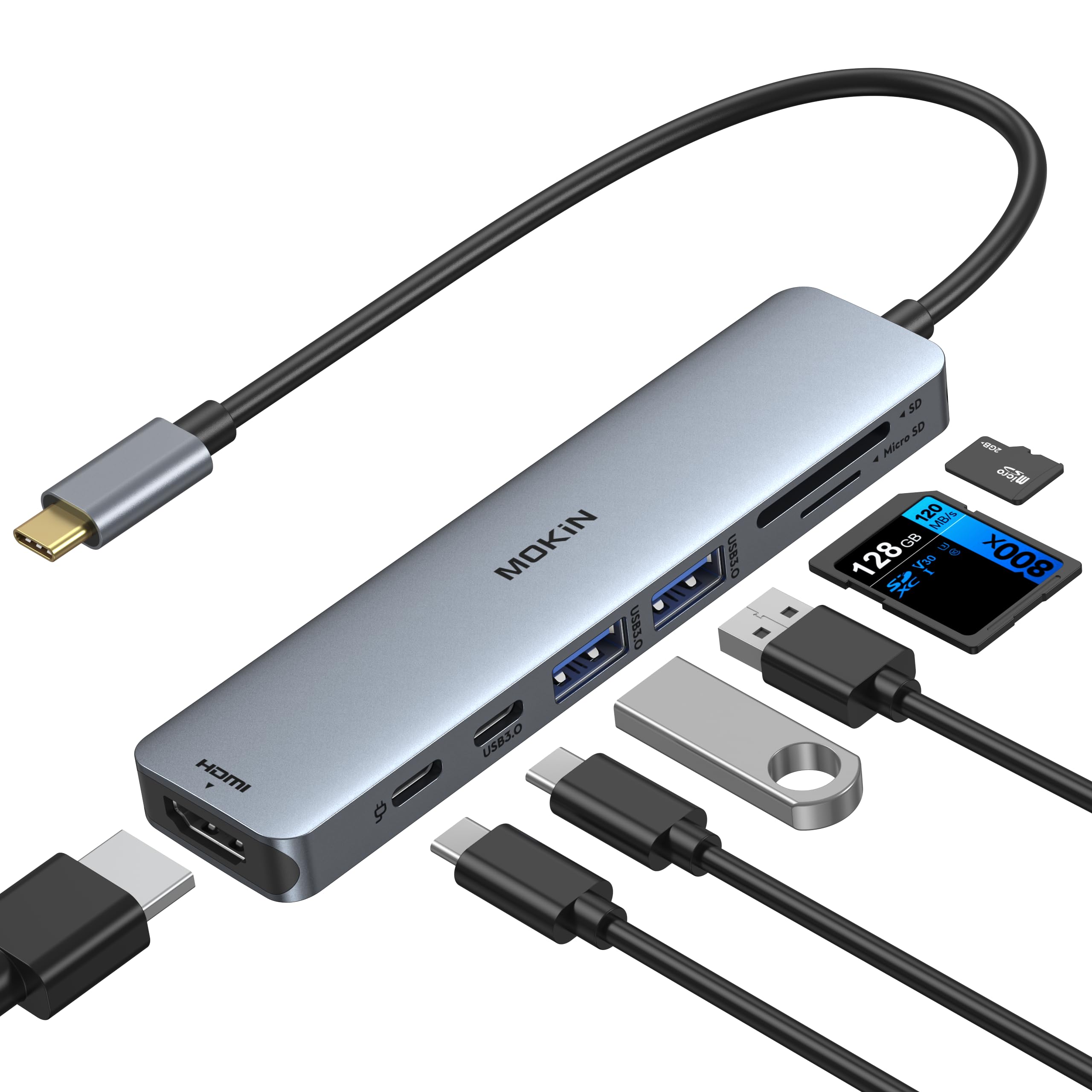 Foto 1 | Adaptador Hdmi Usb C Hub Mokin 7 En 1 Con Lector De Tarjetas Sd/tf 100w Pd - Venta Internacional.