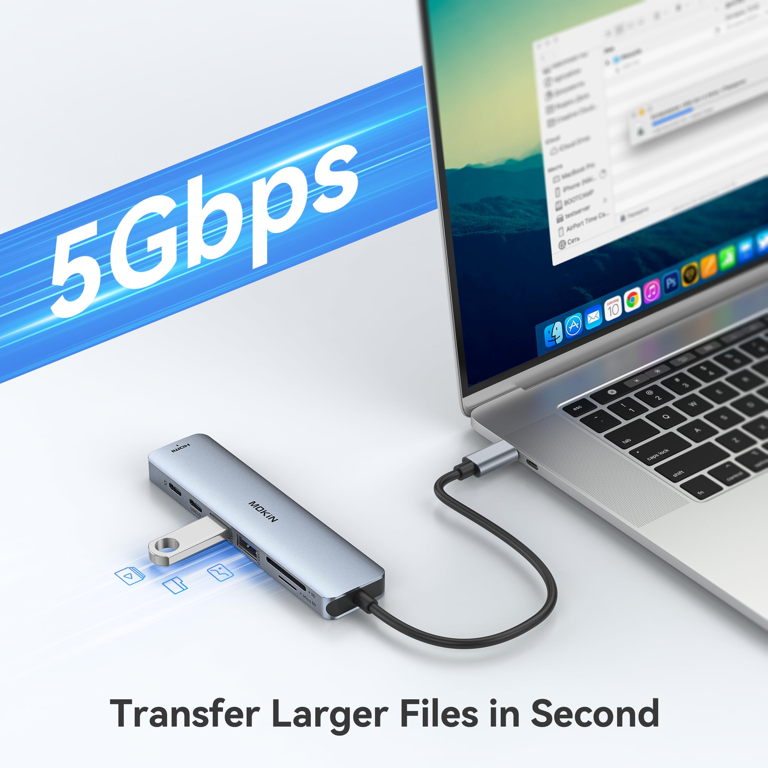 Foto 5 | Adaptador Hdmi Usb C Hub Mokin 7 En 1 Con Lector De Tarjetas Sd/tf 100w Pd - Venta Internacional.