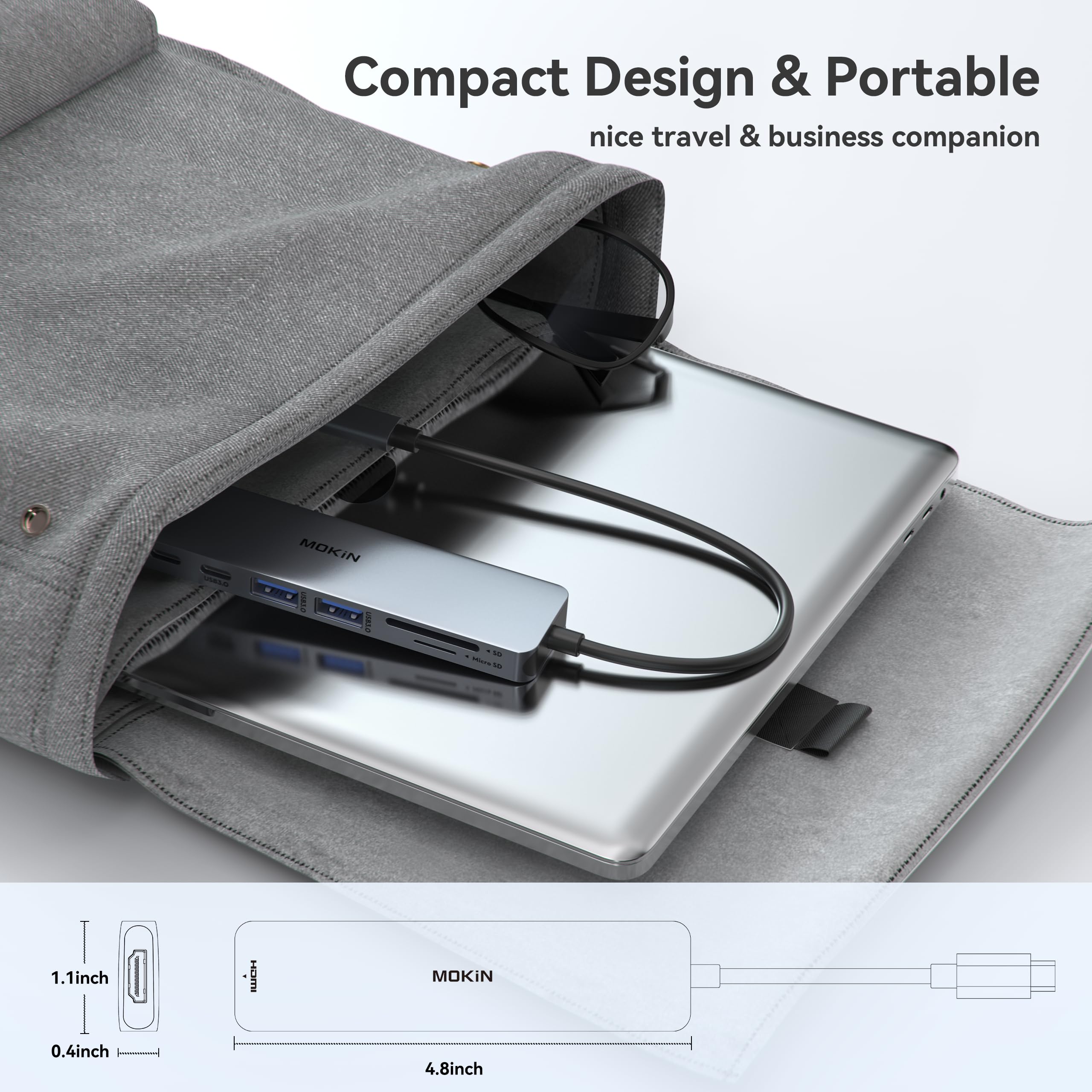 Foto 7 | Adaptador Hdmi Usb C Hub Mokin 7 En 1 Con Lector De Tarjetas Sd/tf 100w Pd - Venta Internacional.