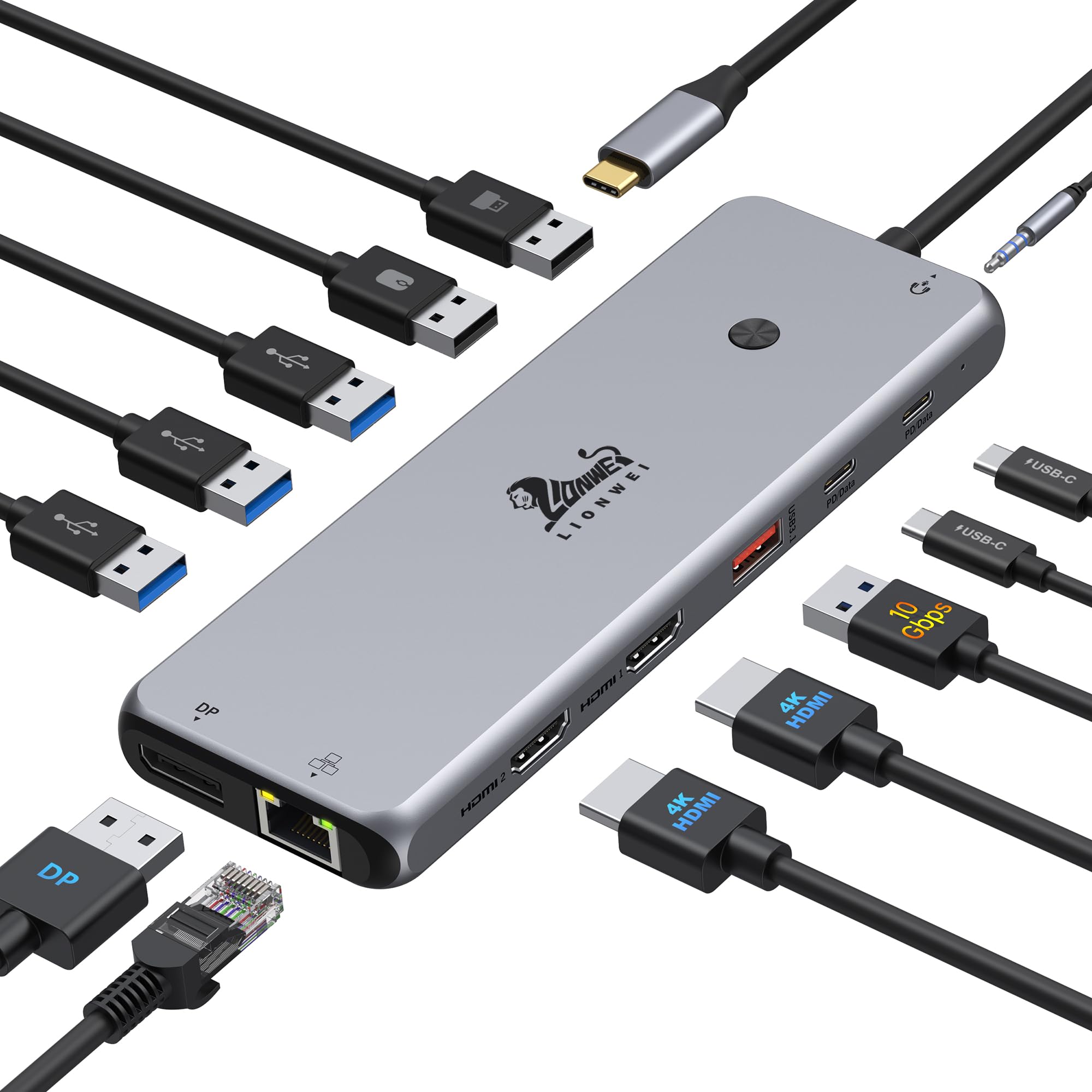 Foto 2 pulgar | Estación de Acoplamiento USB C Lionwei 13 en 1 con 2 Hdmi+dp+8 USB C/A - Venta Internacional