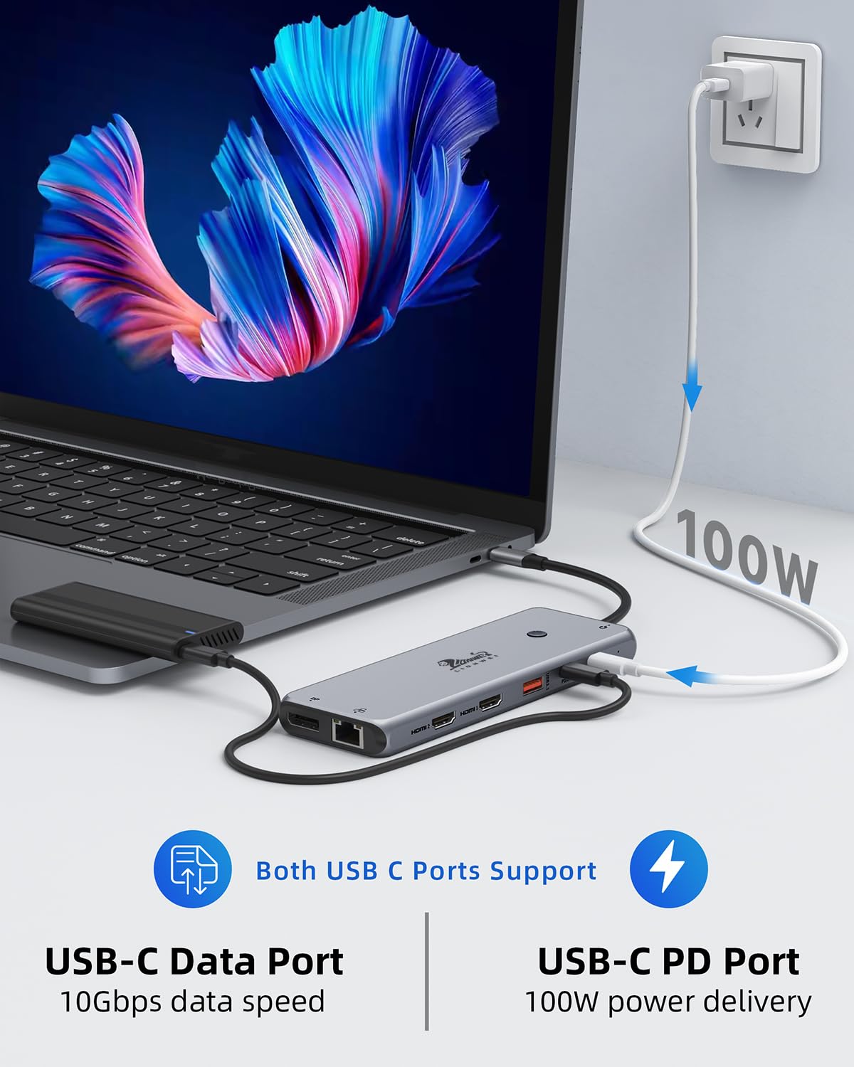 Foto 5 | Estación de Acoplamiento USB C Lionwei 13 en 1 con 2 Hdmi+dp+8 USB C/A - Venta Internacional