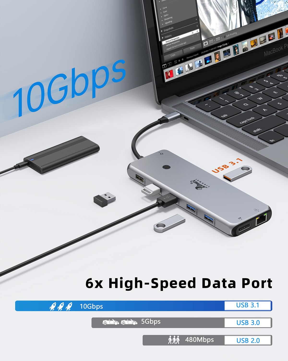 Foto 7 pulgar | Estación de Acoplamiento USB C Lionwei 13 en 1 con 2 Hdmi+dp+8 USB C/A - Venta Internacional