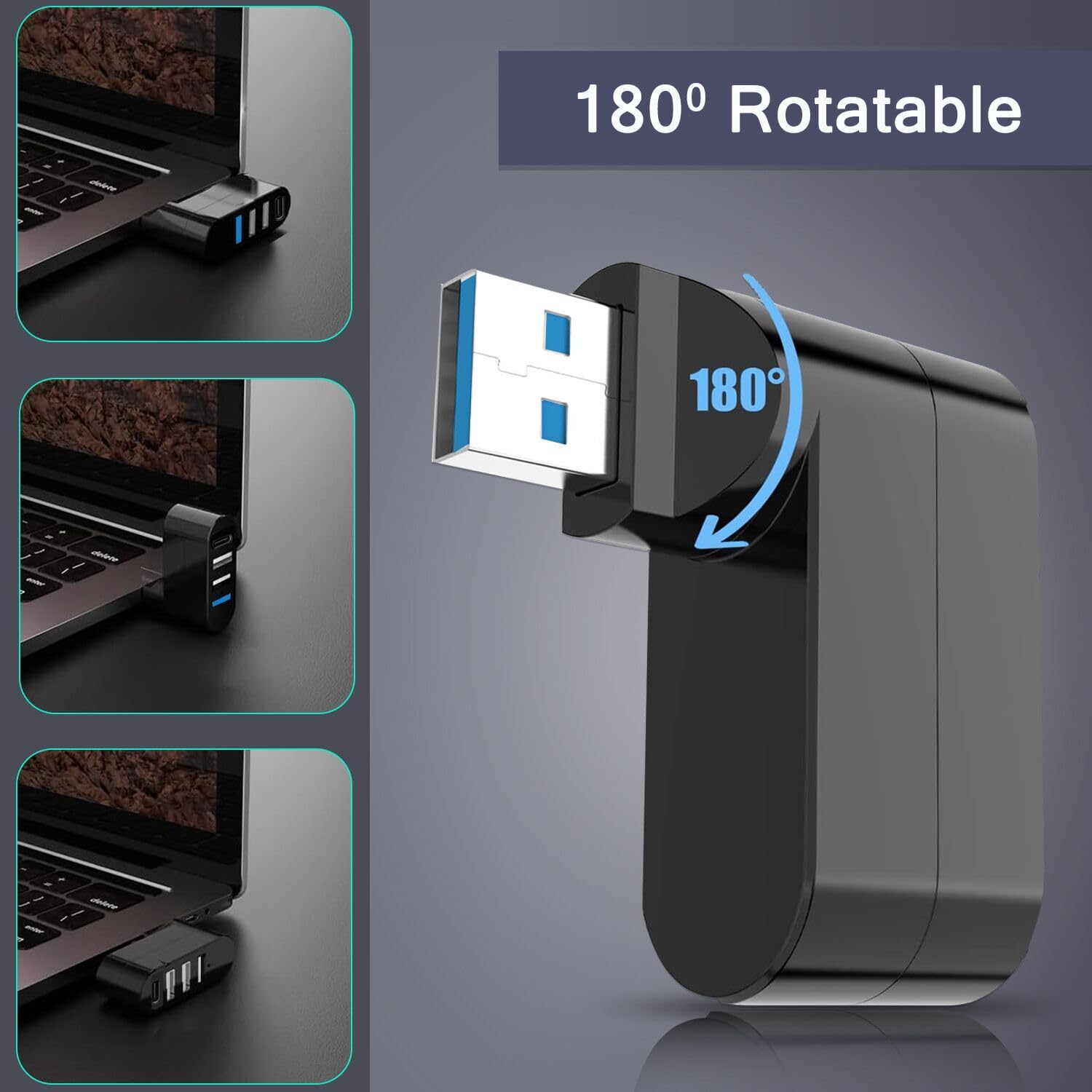 Foto 4 pulgar | Hub Usb Vienon Usb 3.0 De 4 Puertos Con 3 Puertos Usb Y 1 Puerto De Alimentación/datos Usb C - Venta Internacional.