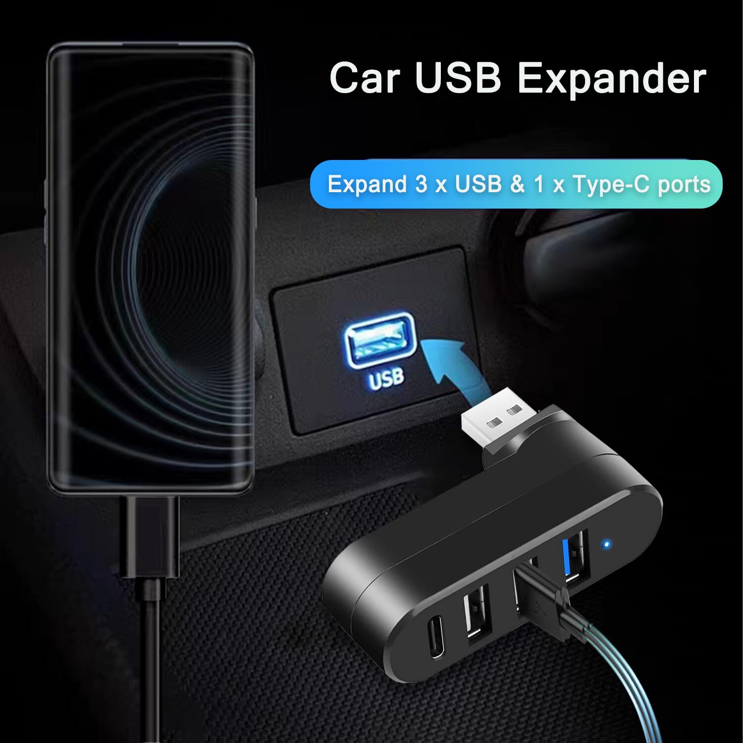 Foto 6 | Hub Usb Vienon Usb 3.0 De 4 Puertos Con 3 Puertos Usb Y 1 Puerto De Alimentación/datos Usb C - Venta Internacional.