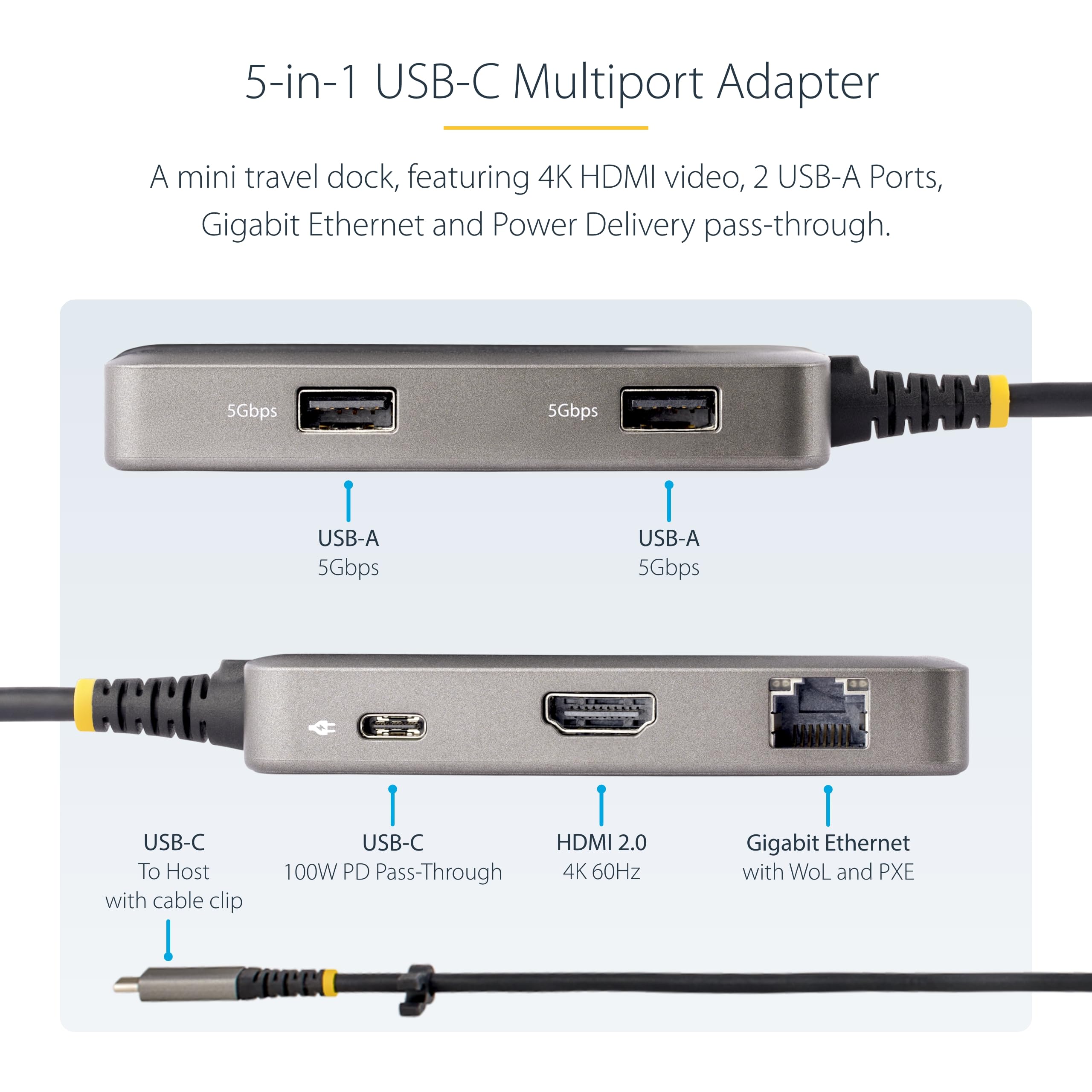 Foto 3 | Adaptador Multipuerto Usb-c Startech.com 4k 60 Hz Hdmi 5 Gbps Usb 3.0 - Venta Internacional.