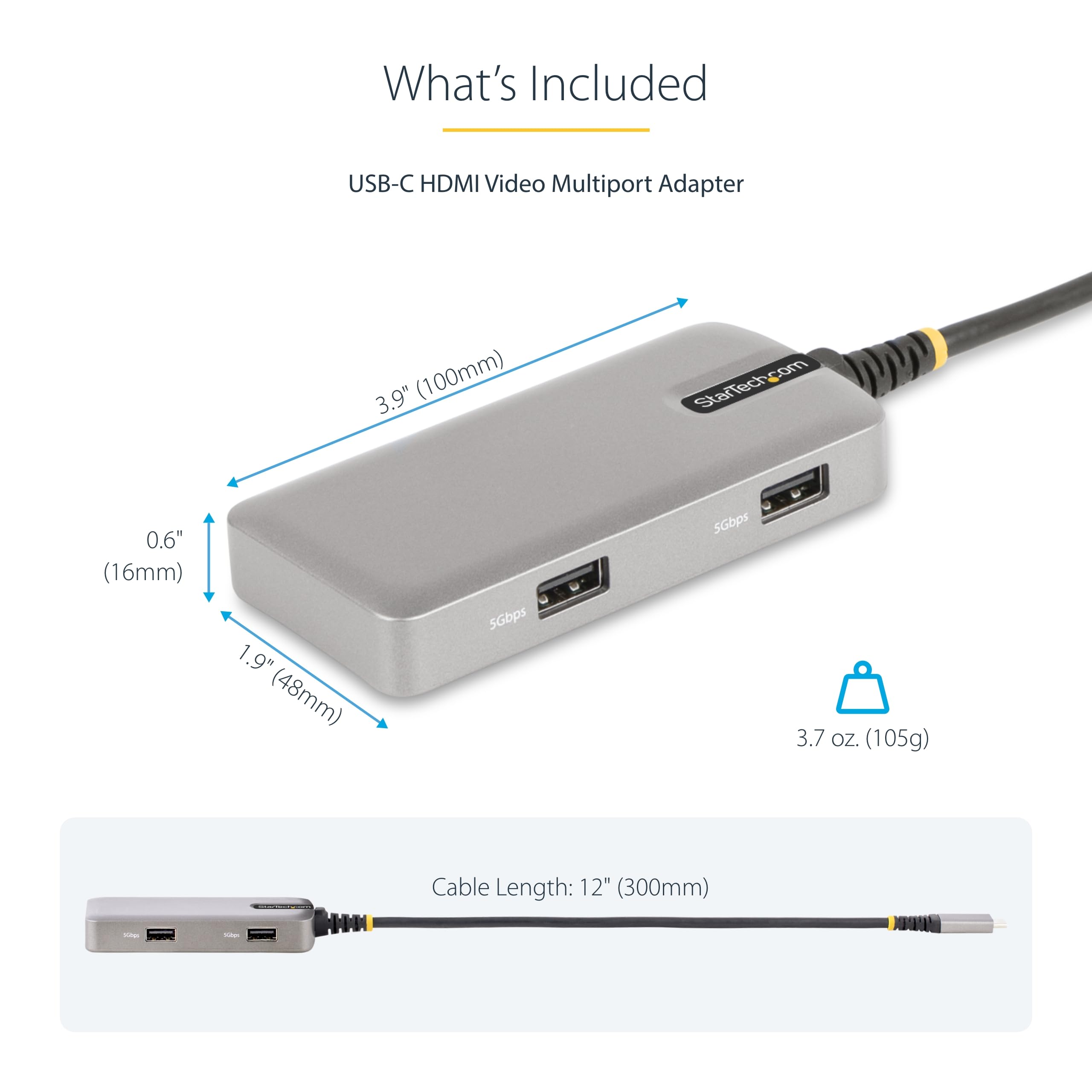 Foto 7 | Adaptador Multipuerto Usb-c Startech.com 4k 60 Hz Hdmi 5 Gbps Usb 3.0 - Venta Internacional.