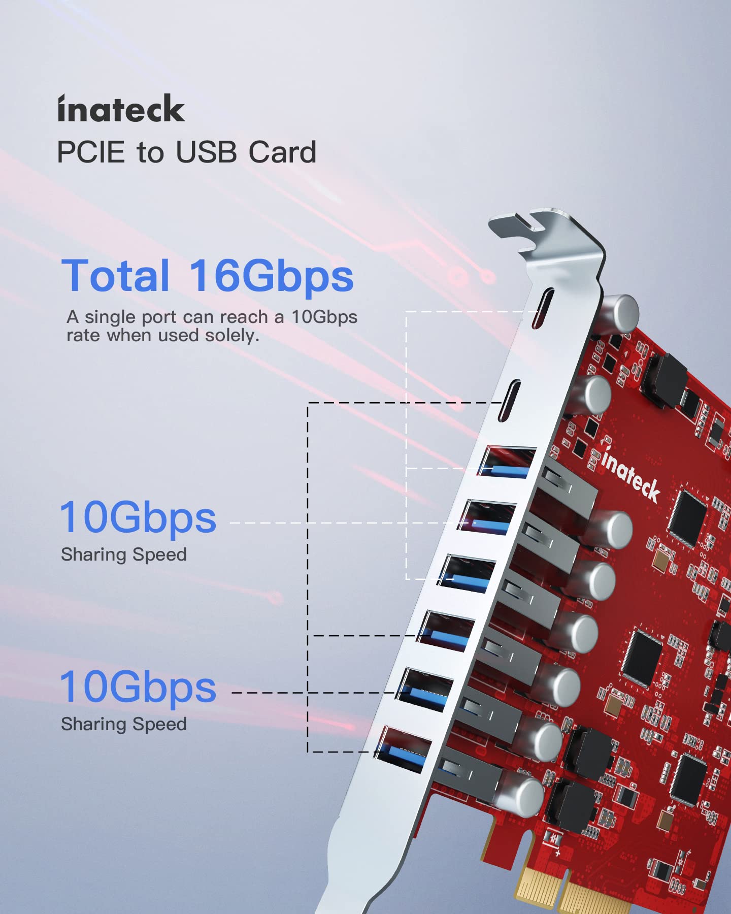 Foto 3 pulgar | Tarjeta De Extensión Pcie A Usb 3.2 Gen 2 Inateck Redcomets U22 - Venta Internacional.