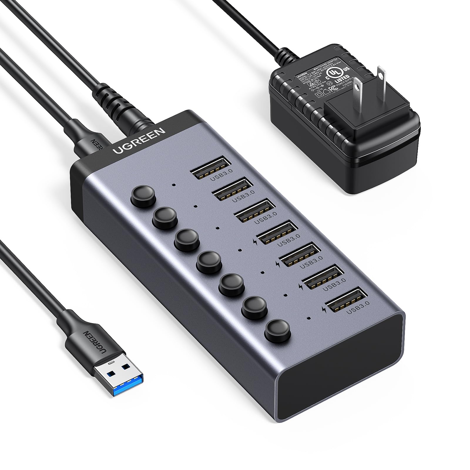 Foto 2 pulgar | Hub Usb 3.0 Alimentado Por Ugreen De 7 Puertos Con 4 Puertos De Carga - Venta Internacional.