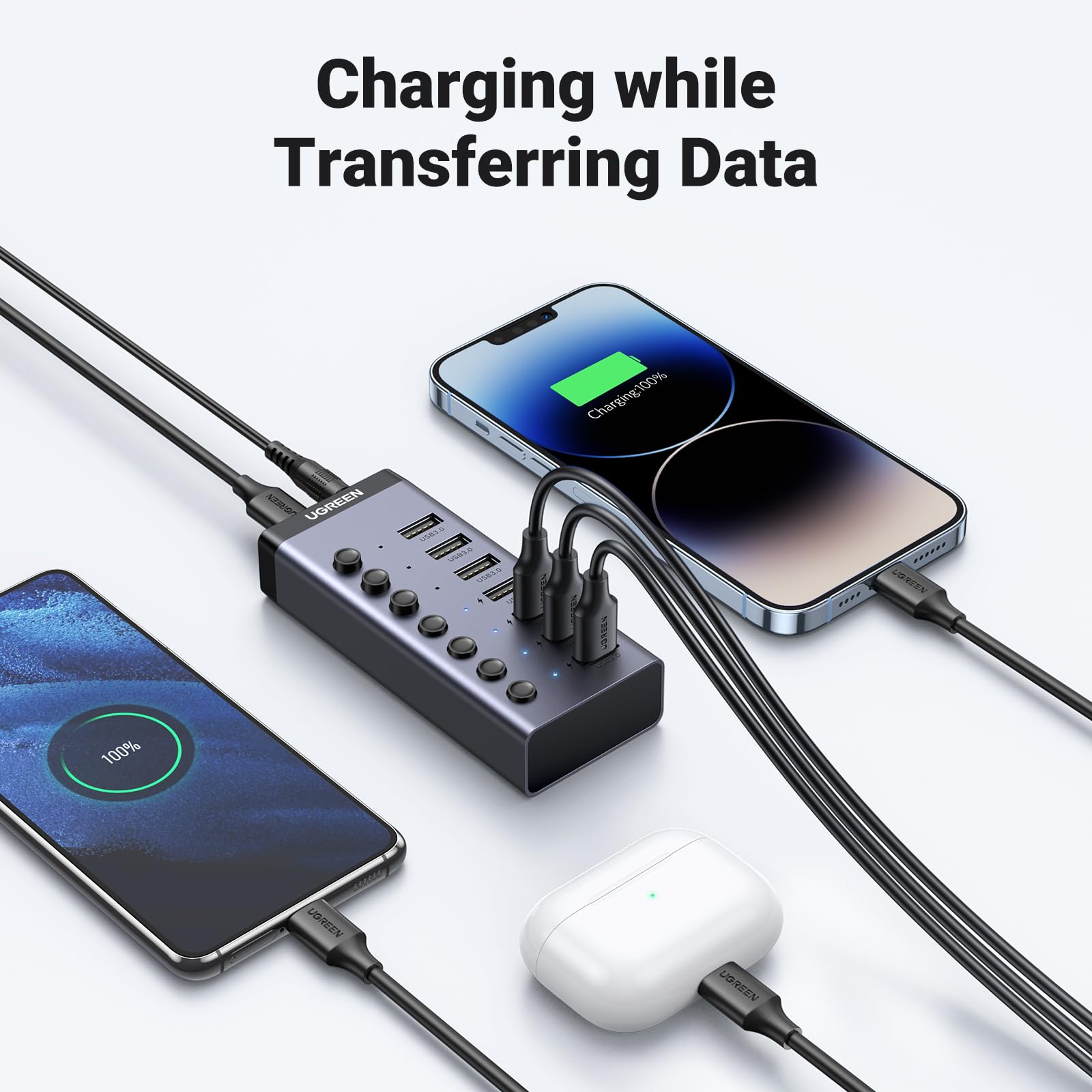 Foto 5 | Hub Usb 3.0 Alimentado Por Ugreen De 7 Puertos Con 4 Puertos De Carga - Venta Internacional.