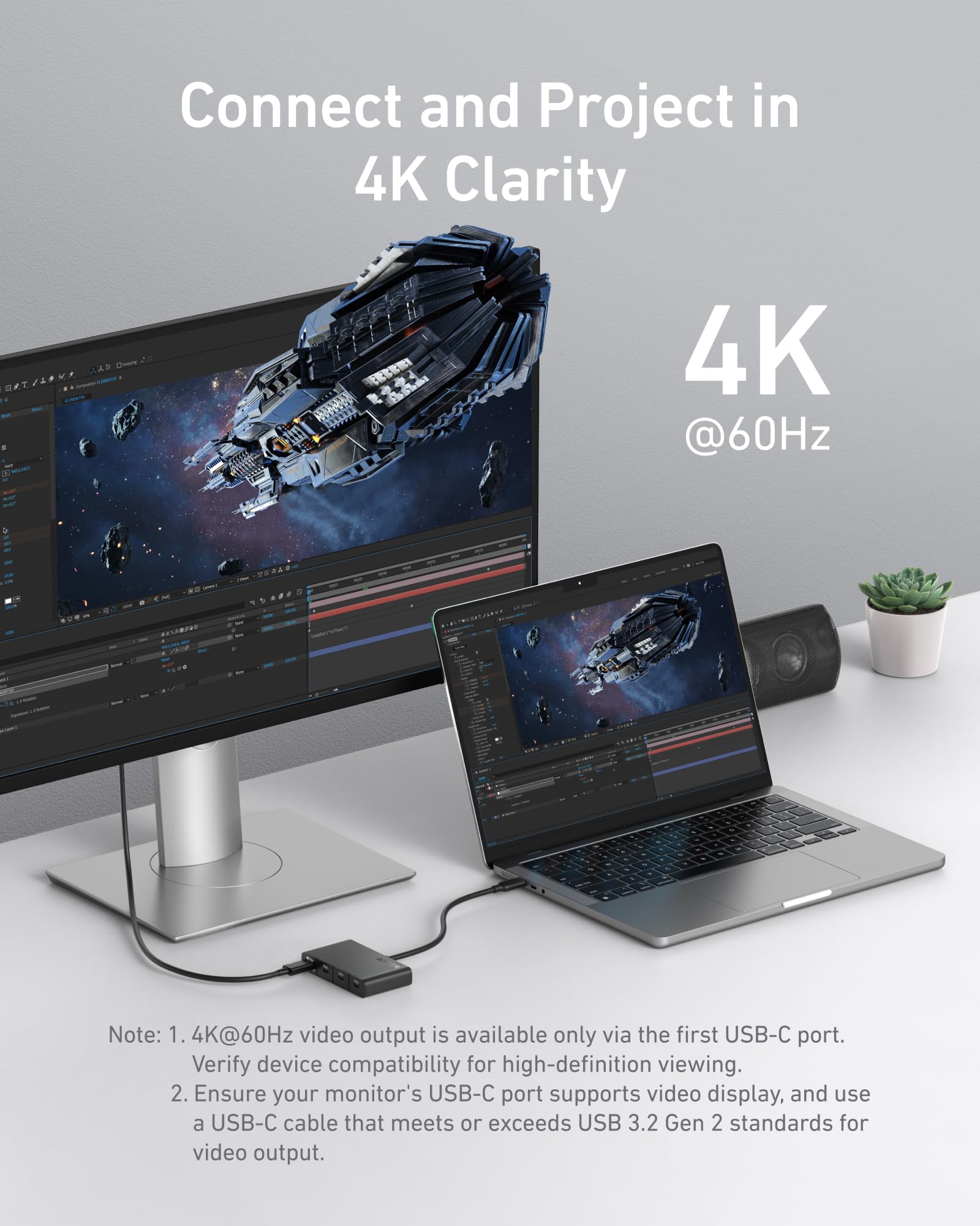 Foto 4 pulgar | Concentrador USB-C Anker 4 en 1 de 10 Gbps con Entrada PD de 100 W y 4 Puertos - Venta Internacional