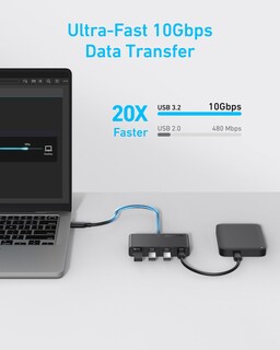 Foto 6 | Concentrador USB-C Anker 4 en 1 de 10 Gbps con Entrada PD de 100 W y 4 Puertos - Venta Internacional