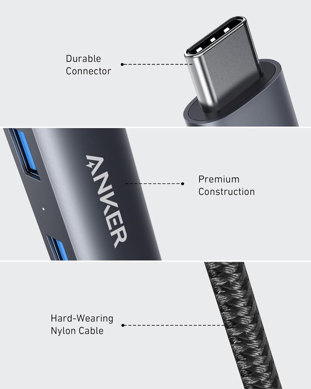 Foto 3 | Adaptador Usb C Hub Anker Powerexpand+ 5 En 1 Con Hdmi 4k - Venta Internacional.