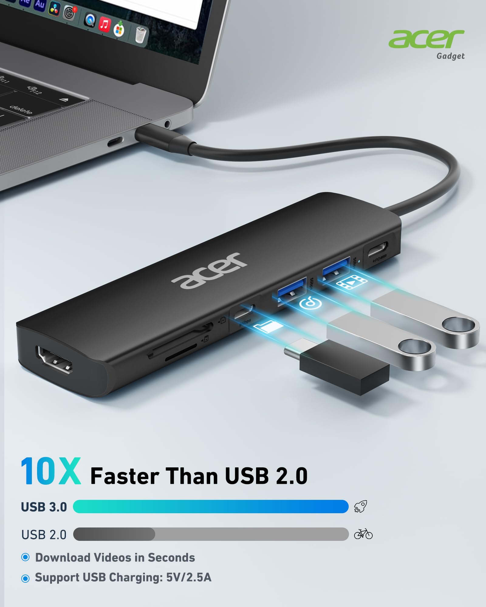 Foto 4 pulgar | Hub Usb C Acer 7-en-1 Usb-c A Hdmi 4k Pd 100w Negro - Venta Internacional.