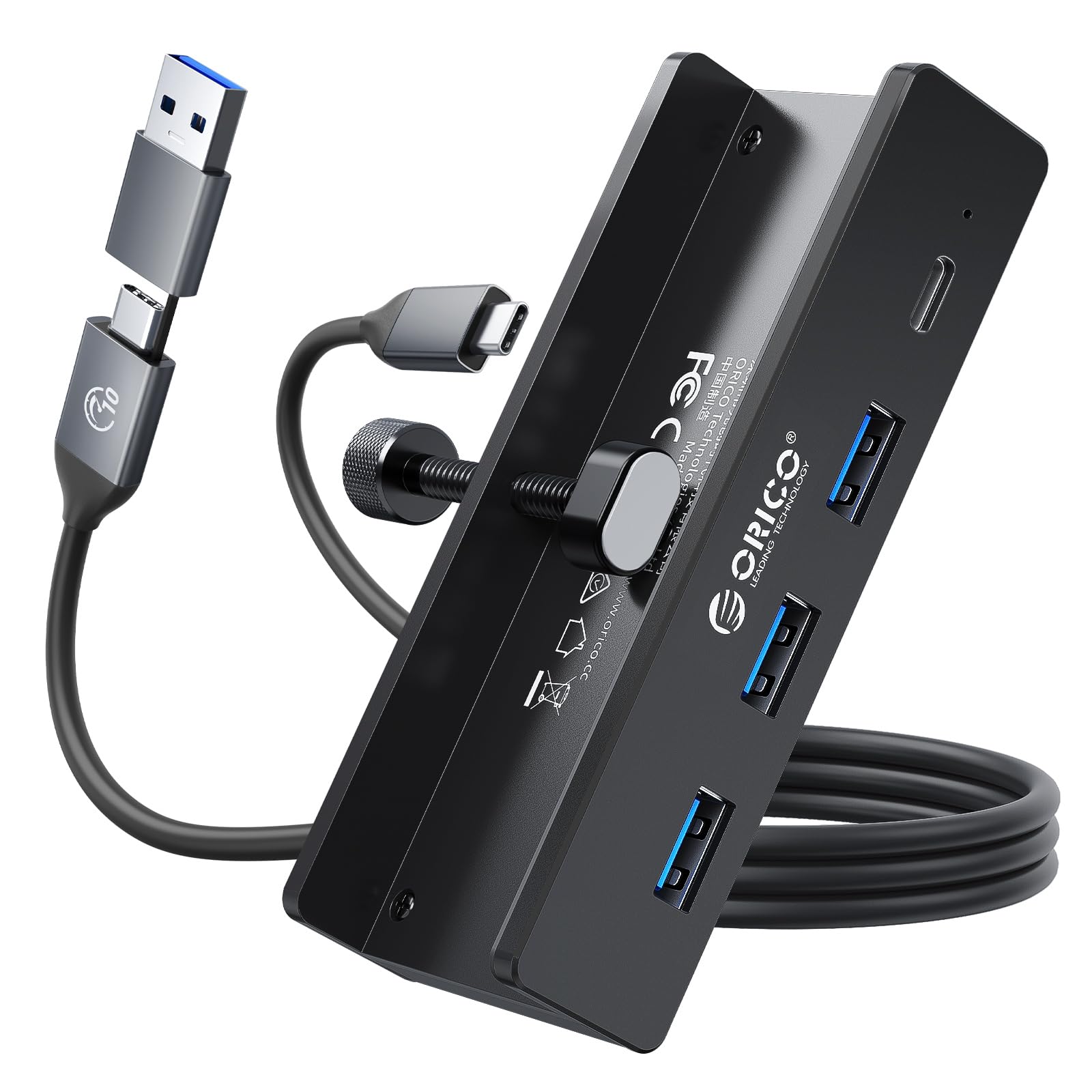 Foto 2 pulgar | Hub Usb Orico Clamp Usb 3.0 De 4 Puertos Con Fuente De Alimentación Adicional Negra - Venta Internacional.