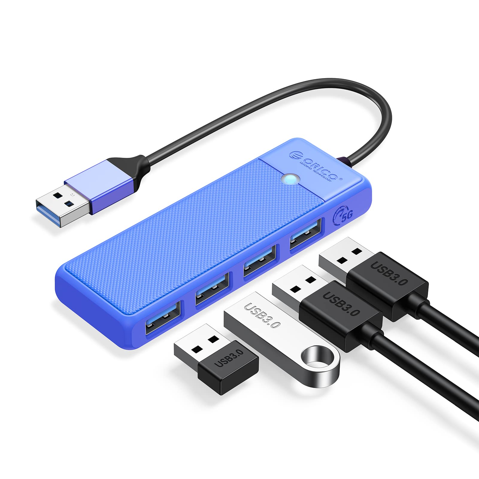 Foto 2 pulgar | Divisor Usb 3.0 Orico De 4 Puertos Ultradelgado, Azul - Venta Internacional.