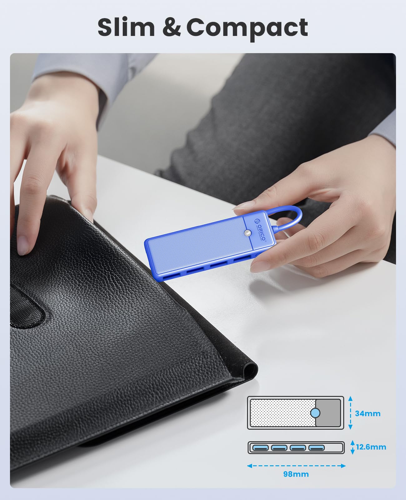 Foto 5 | Divisor Usb 3.0 Orico De 4 Puertos Ultradelgado, Azul - Venta Internacional.