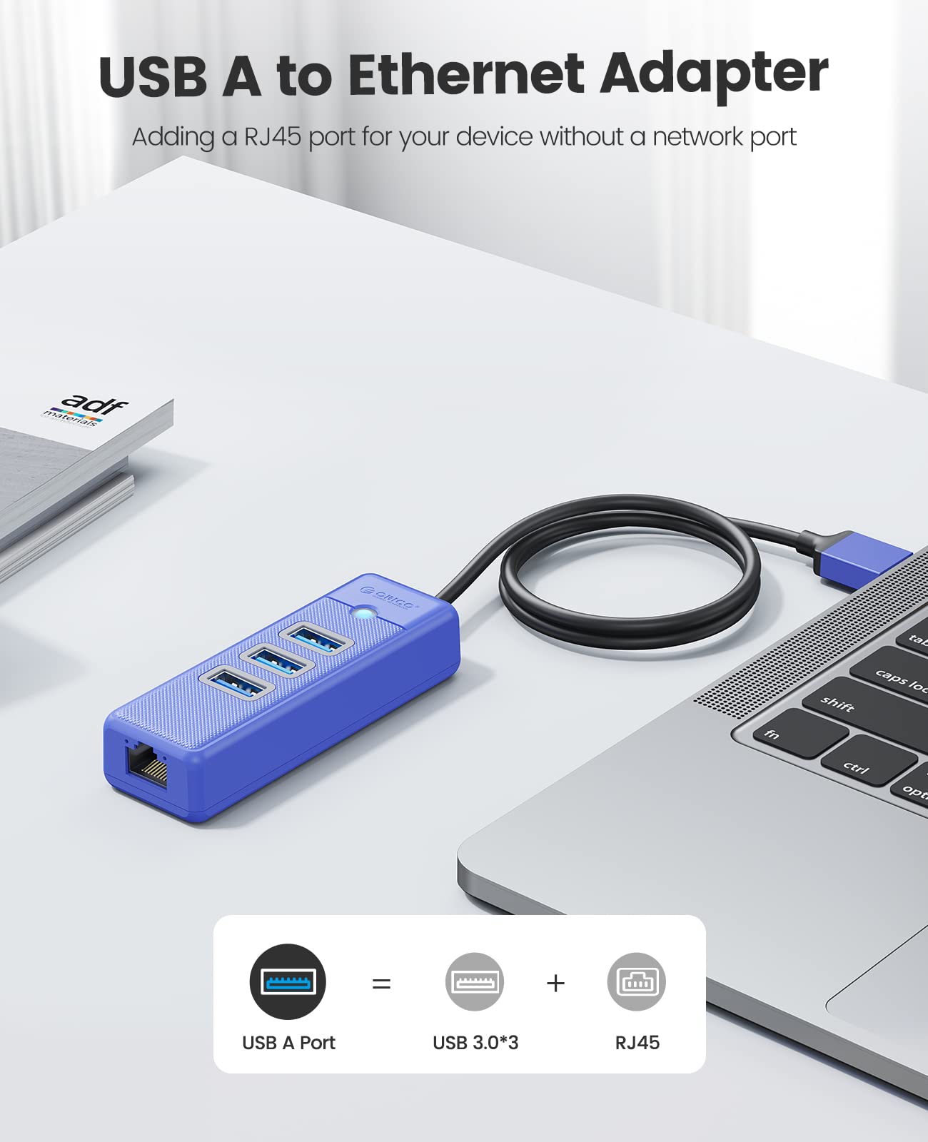 Foto 3 pulgar | Hub Usb Ethernet Orico De 4 Puertos Usb 3.0 Con Gigabit Ethernet - Venta Internacional.
