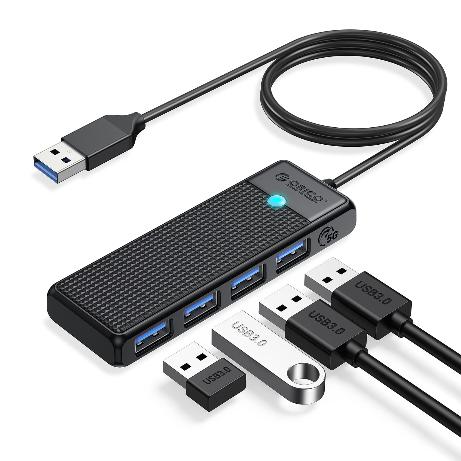 Foto 2 pulgar | Hub Usb 3.0 Orico De 4 Puertos Con Cable De 1 M Para Portátil Macbook Negro - Venta Internacional.