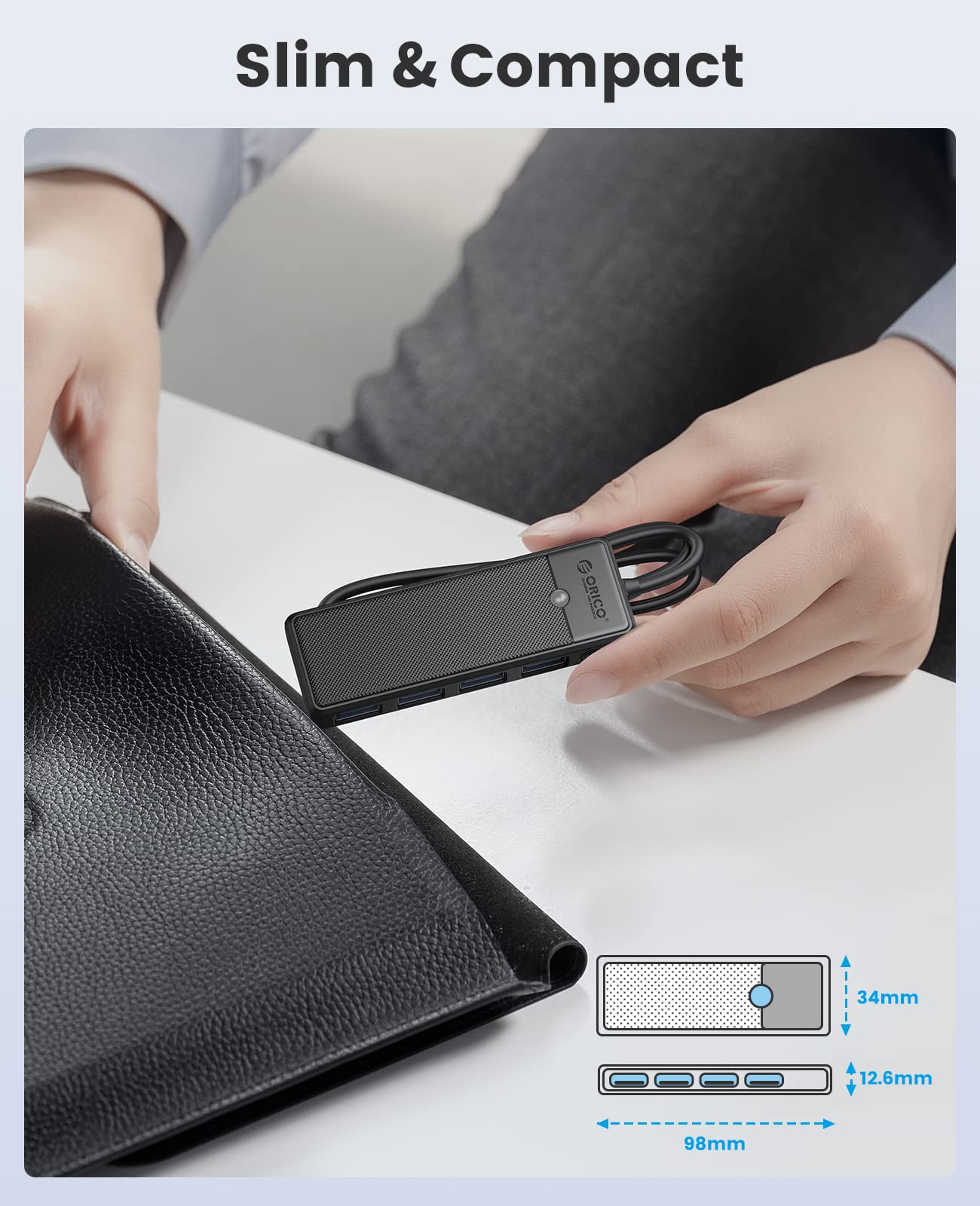 Foto 7 | Hub Usb 3.0 Orico De 4 Puertos Con Cable De 1 M Para Portátil Macbook Negro - Venta Internacional.
