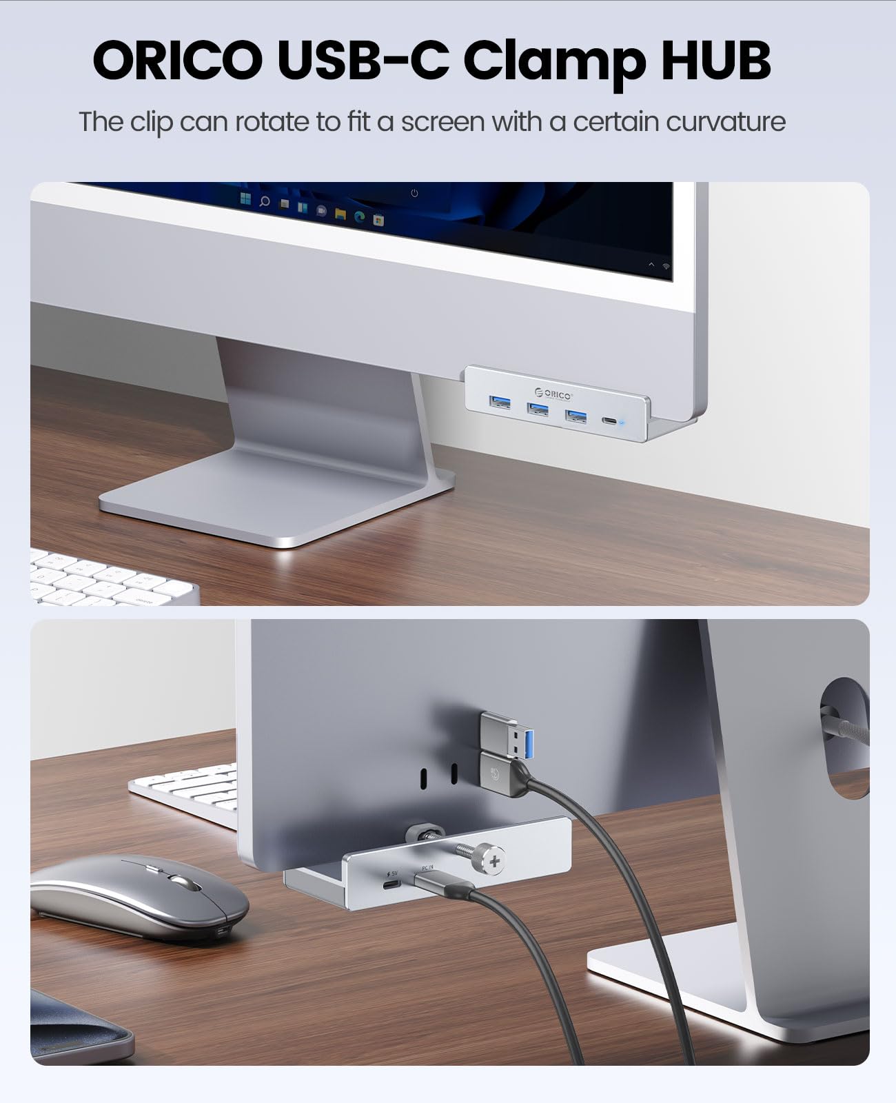 Foto 3 | Hub Usb Orico Clamp Usb 3.0 Con 3 Puertos Usb-a Y Usb-c - Venta Internacional.