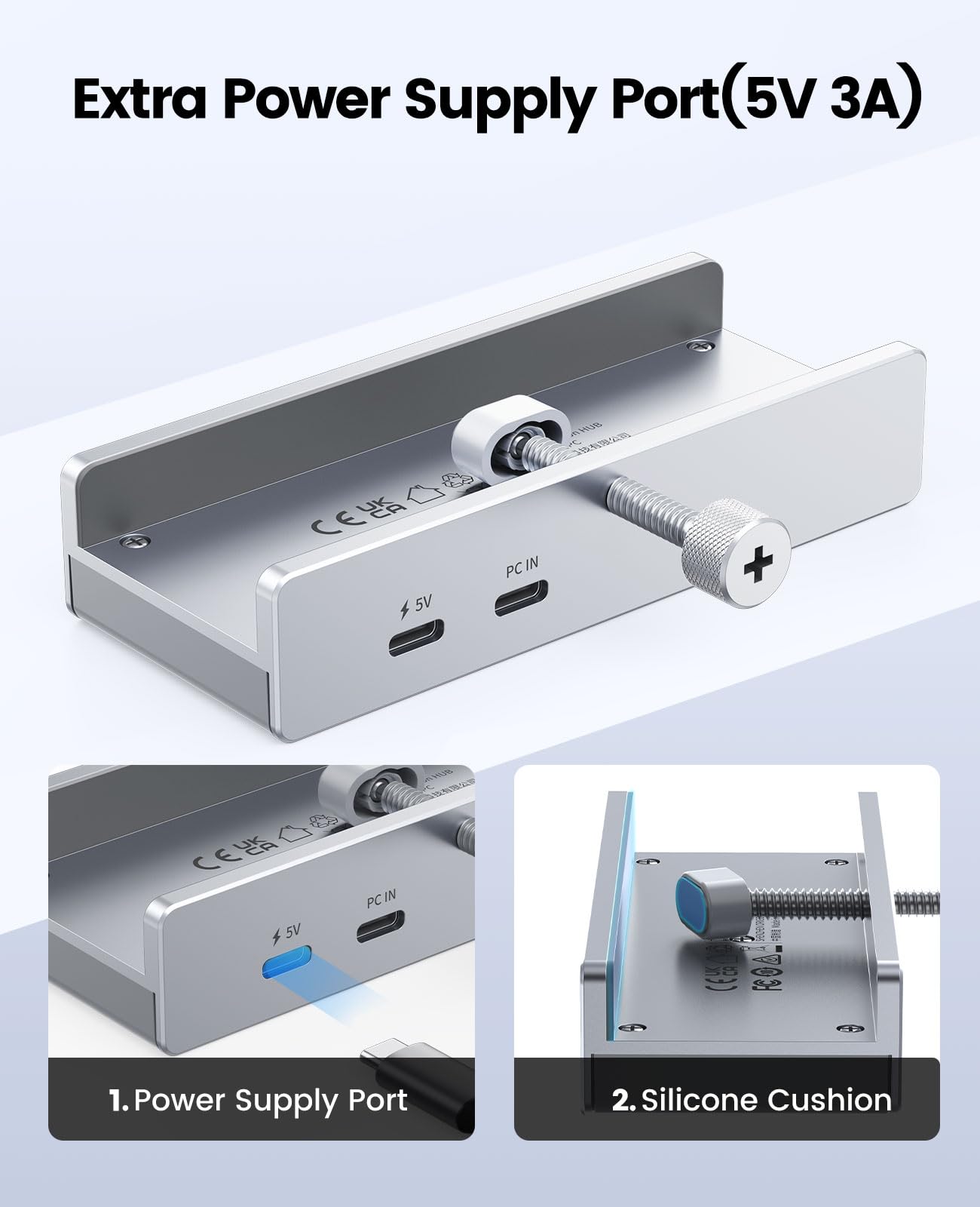 Foto 4 | Hub Usb Orico Clamp Usb 3.0 Con 3 Puertos Usb-a Y Usb-c - Venta Internacional.