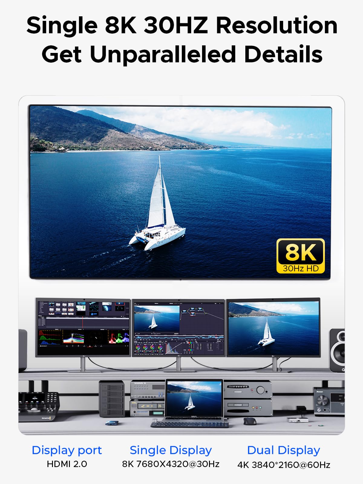 Foto 5 | Hub Usb4 Orico De 5 Puertos, 40 Gbps Con Carga Dc De 85 W Para Mac/windows - Venta Internacional.