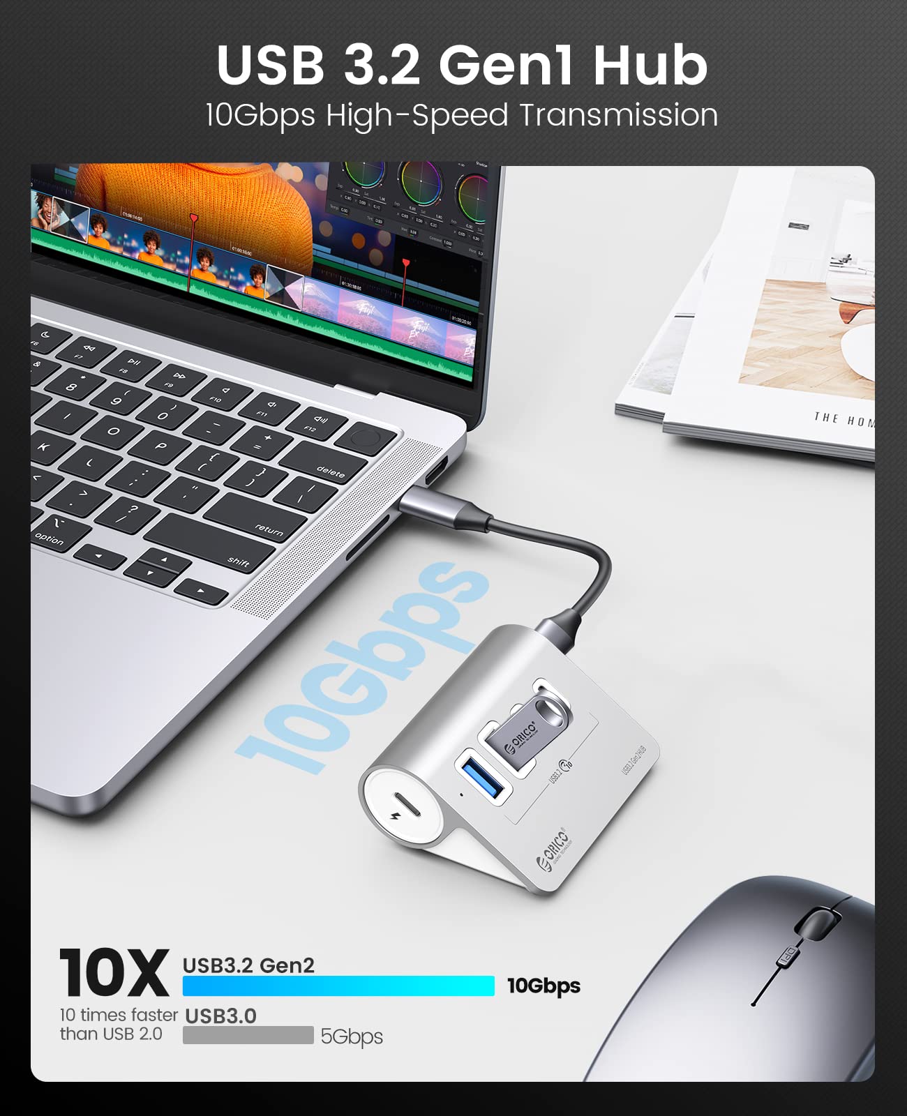 Foto 6 pulgar | Hub Usb Orico De 4 Puertos Usb 3.2 Gen 2 De 10 Gbps Con 2 Usb-a + 2 Usb-c - Venta Internacional.