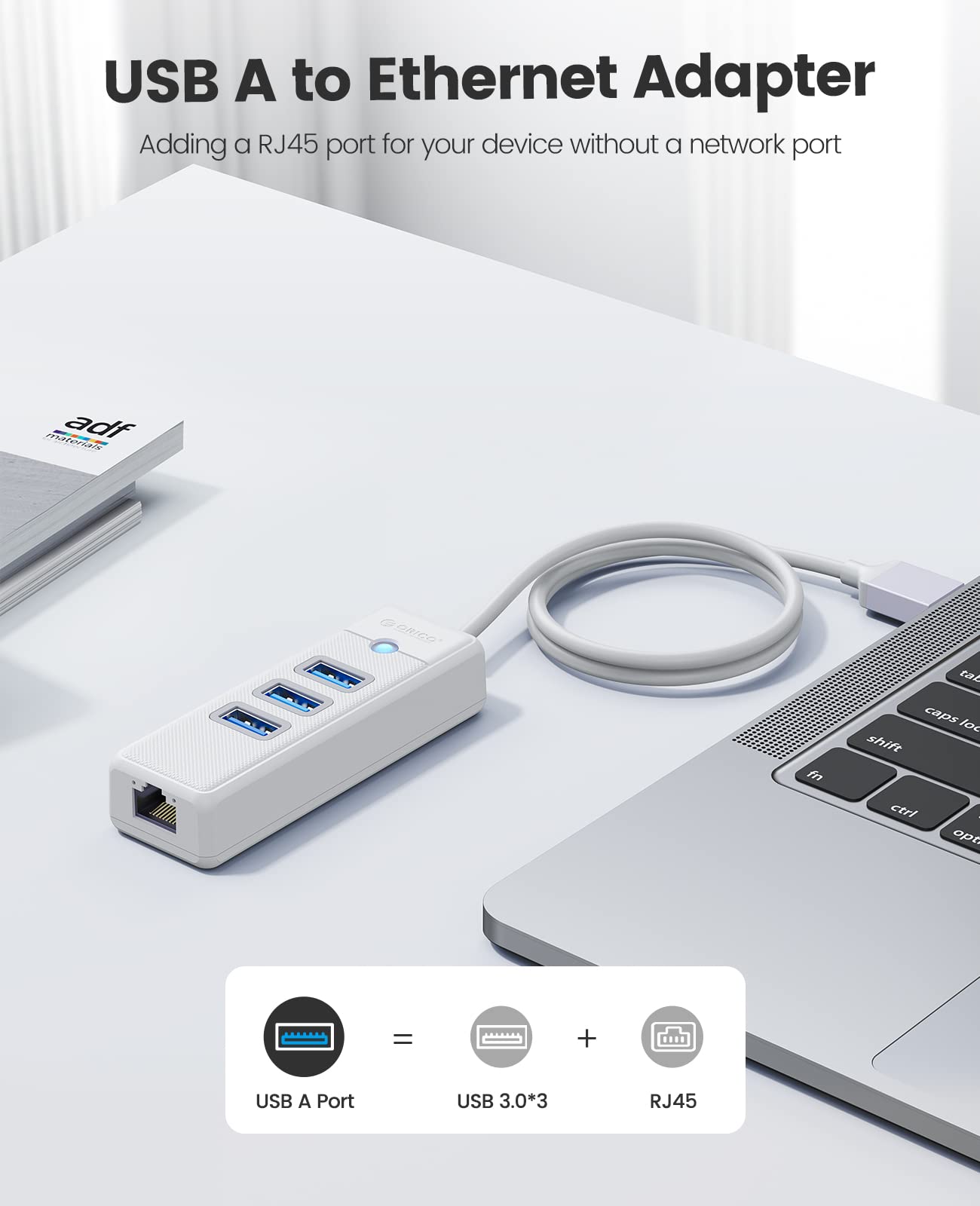 Foto 3 pulgar | Hub Usb Ethernet Orico De 4 Puertos Usb 3.0 Con Gigabit Ethernet - Venta Internacional.