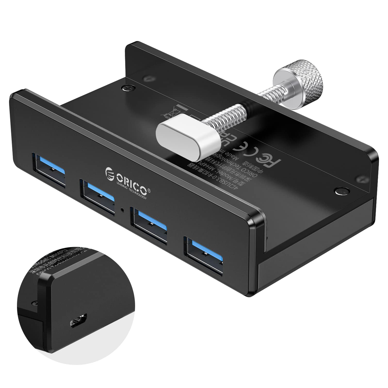 Foto 2 pulgar | Hub Usb Orico Mh4pu Usb 3.0 De 4 Puertos Con Pinza Y Puerto De Alimentación - Venta Internacional.