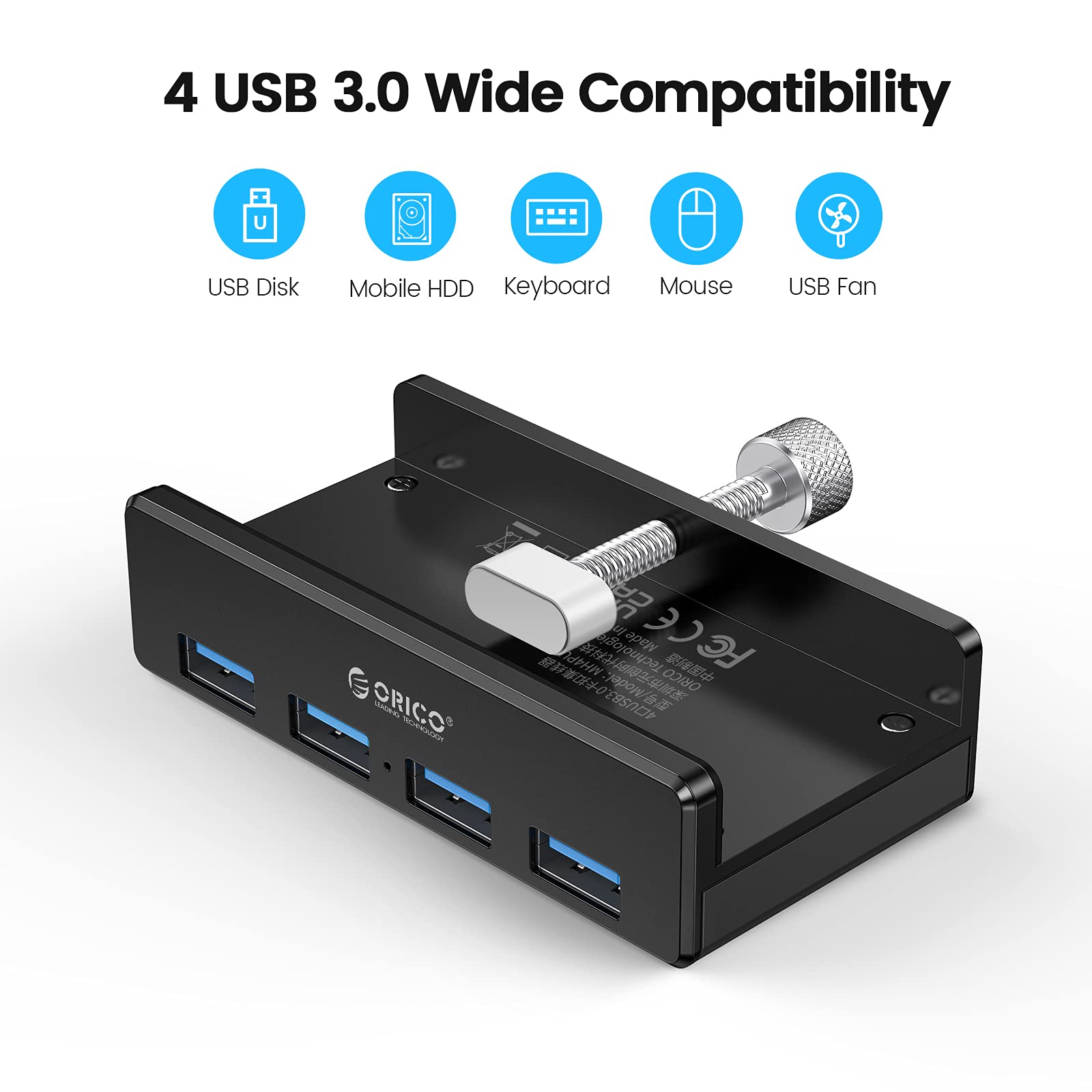 Foto 5 pulgar | Hub Usb Orico Mh4pu Usb 3.0 De 4 Puertos Con Pinza Y Puerto De Alimentación - Venta Internacional.