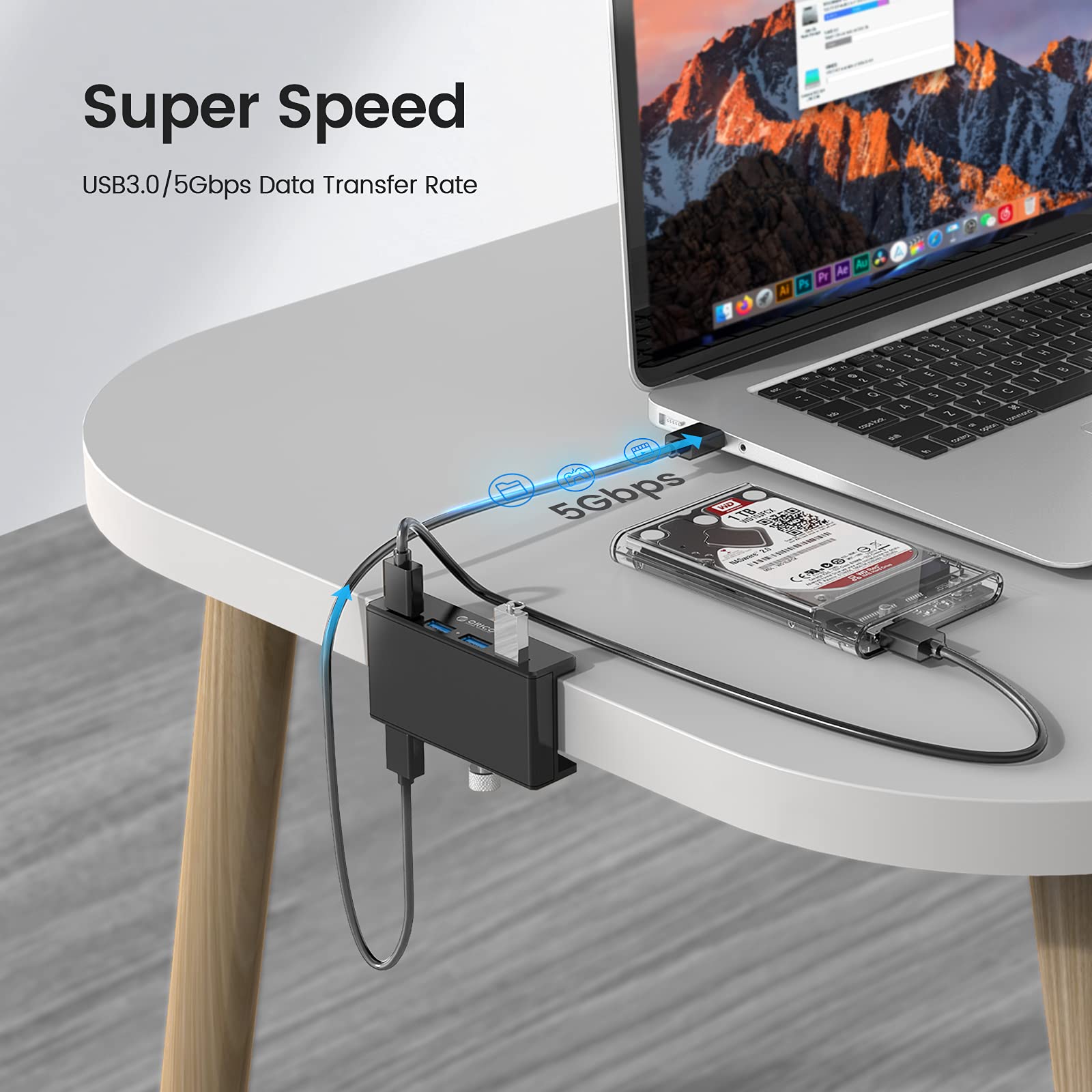 Foto 5 | Hub Usb Orico Mh4pu Usb 3.0 De 4 Puertos Con Pinza Y Puerto De Alimentación - Venta Internacional.