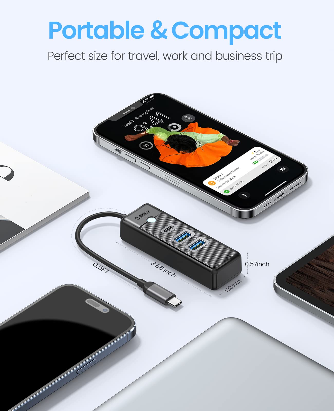 Foto 8 pulgar | Hub Usb C Orico Adaptador Usb 3.1 Tipo C A Usb 3.0 De 3 Puertos - Venta Internacional.