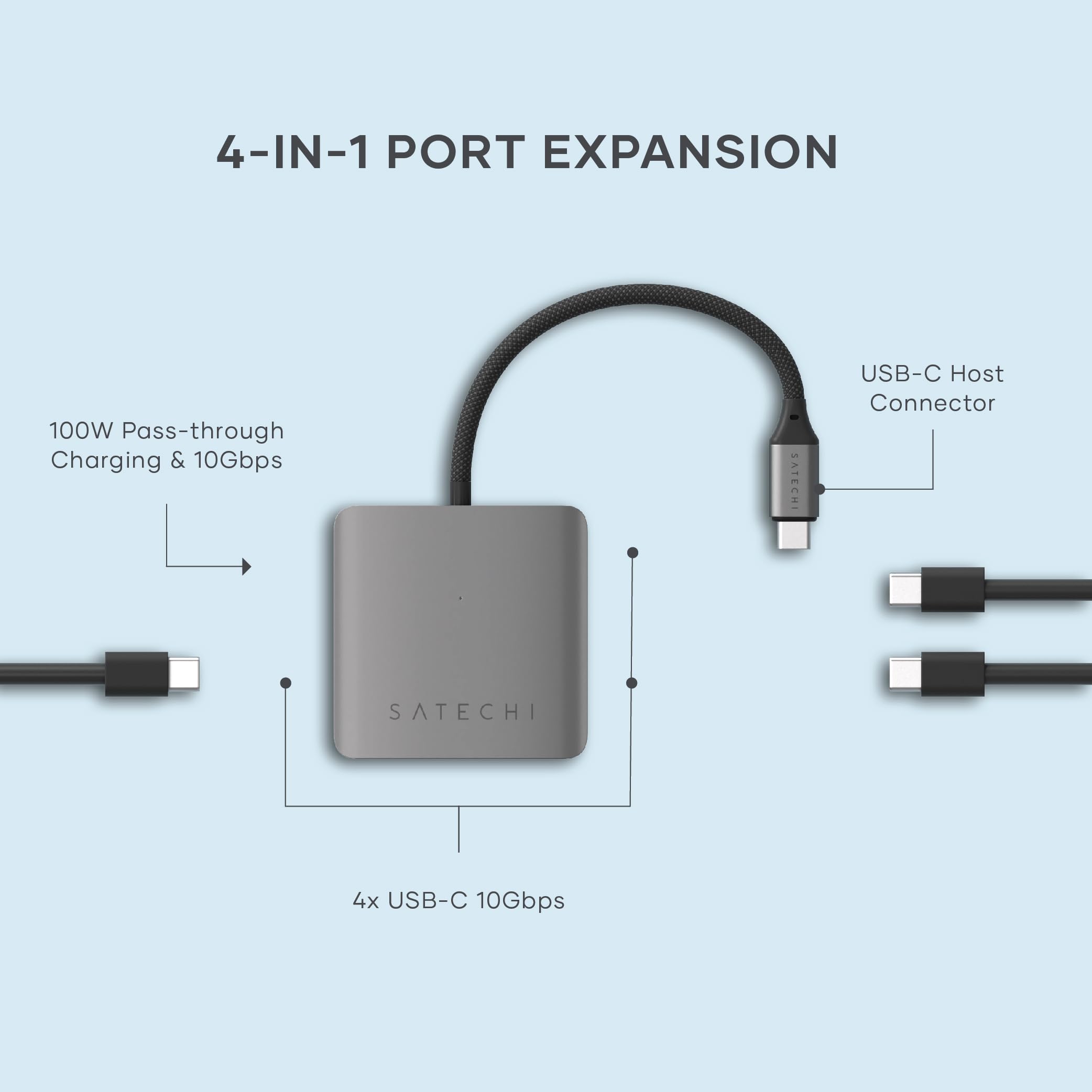 Foto 3 pulgar | Hub Usb-c Satechi 4 En 1 Con Transferencia De 100 W Y Usb De 10 Gbps - Venta Internacional.