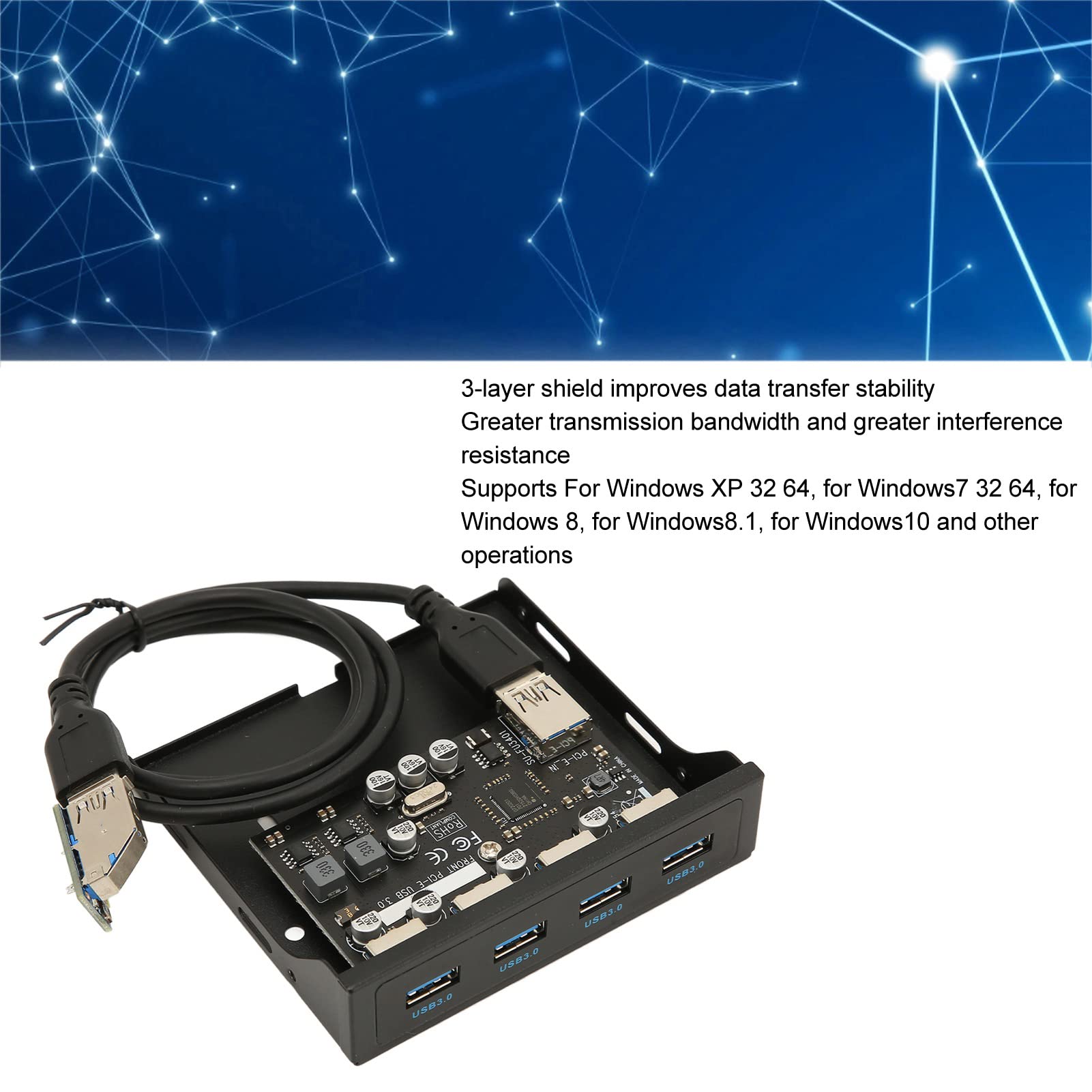 Foto 3 | Hub Pcie A Usb 3.0 Del Panel Frontal De 4 Puertos Con Lector De Tarjetas Hilitand - Venta Internacional.
