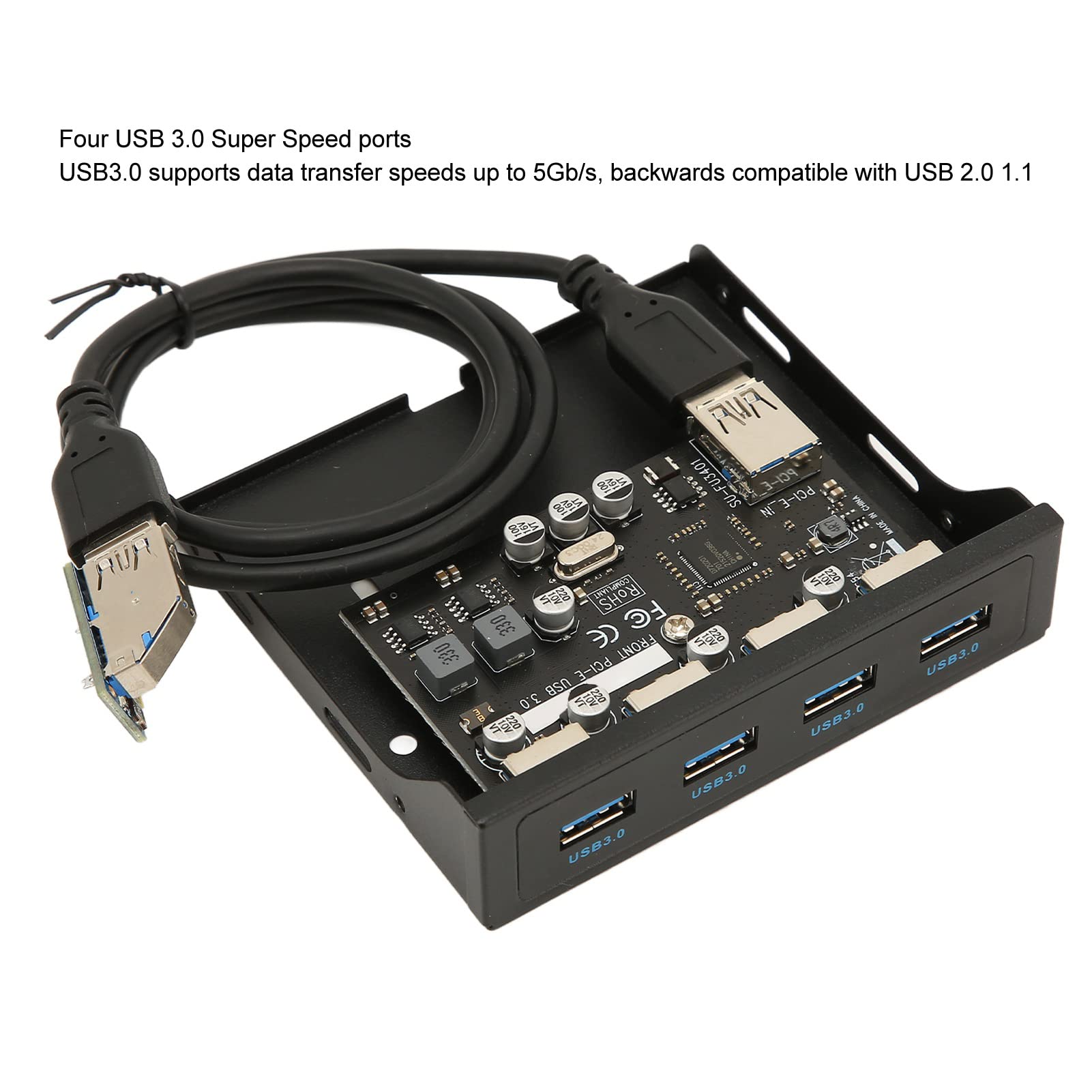 Foto 4 | Hub Pcie A Usb 3.0 Del Panel Frontal De 4 Puertos Con Lector De Tarjetas Hilitand - Venta Internacional.