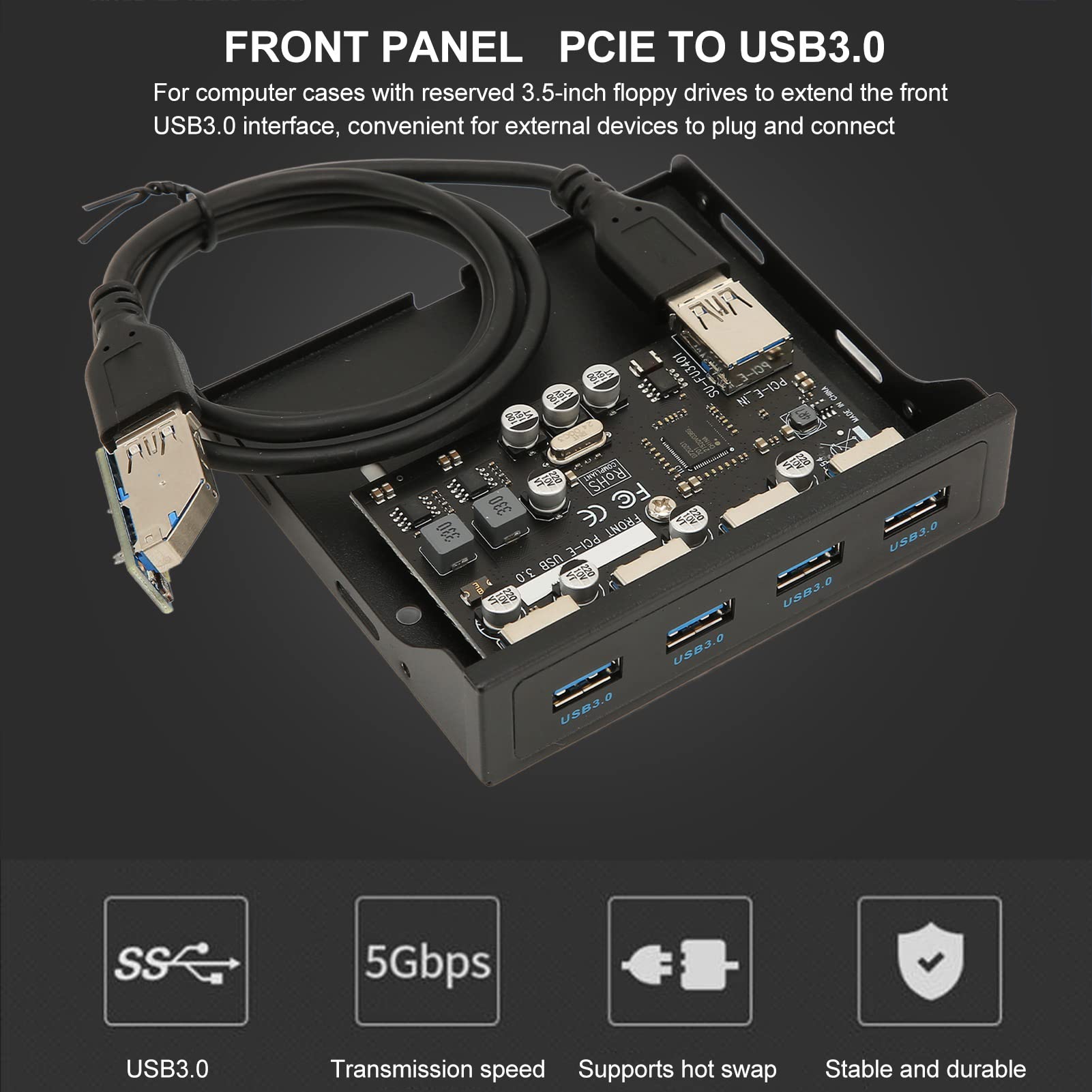 Foto 7 pulgar | Hub Pcie A Usb 3.0 Del Panel Frontal De 4 Puertos Con Lector De Tarjetas Hilitand - Venta Internacional.