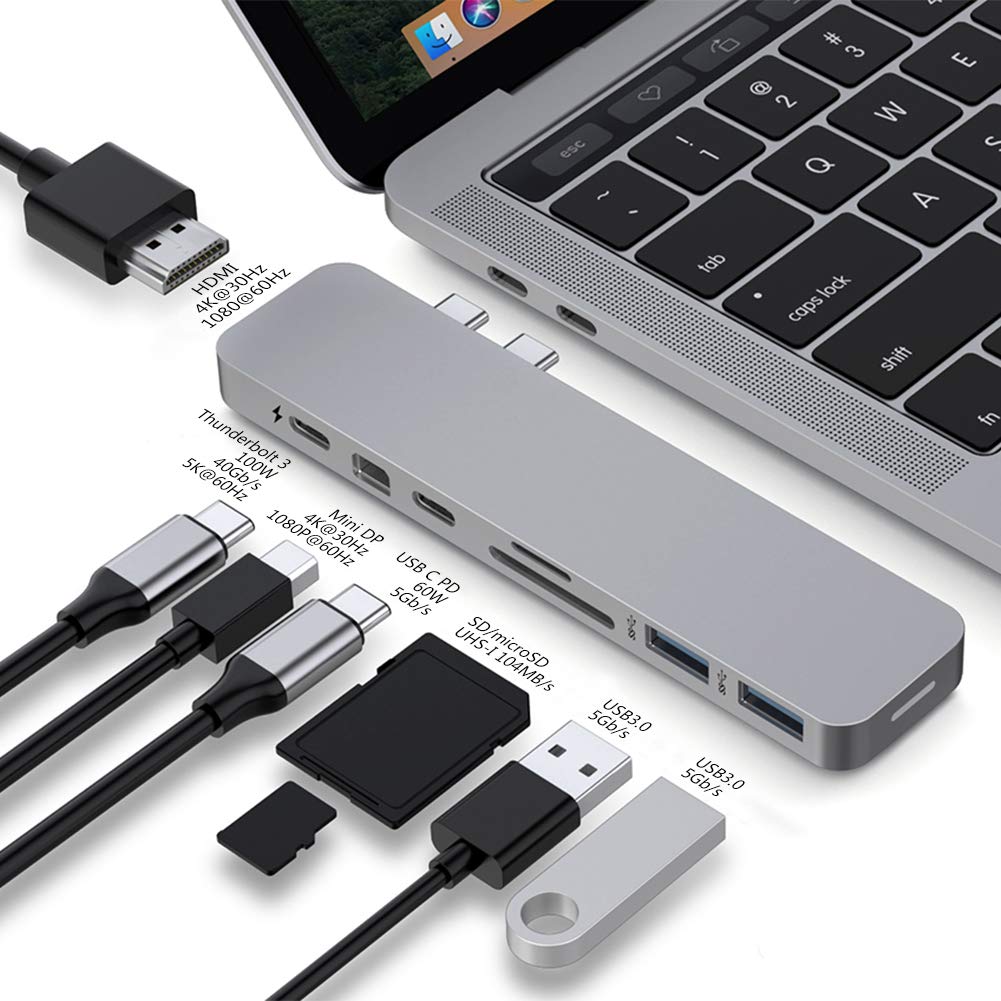 Foto 2 pulgar | Adaptador Usb C Hub Hyperdrive Mac Multipuerto Para Macbook, Gris - Venta Internacional.