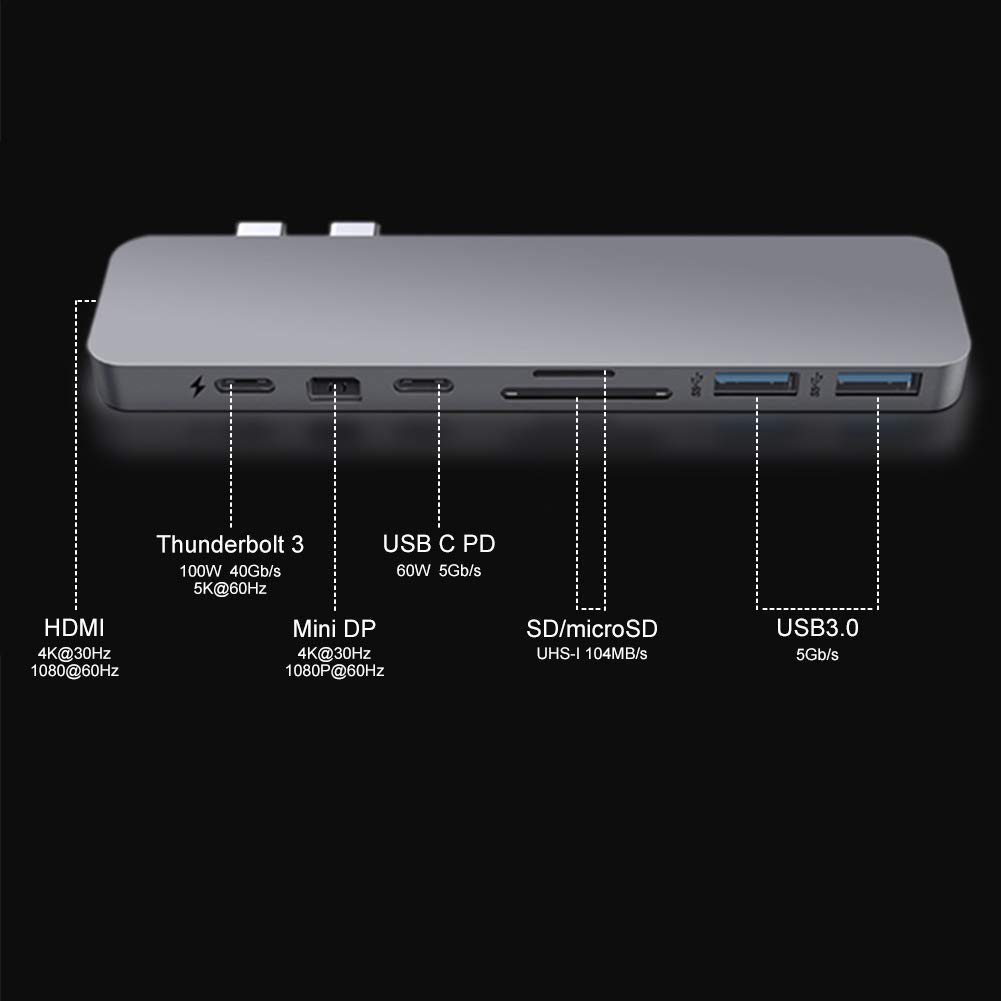 Foto 4 pulgar | Adaptador Usb C Hub Hyperdrive Mac Multipuerto Para Macbook, Gris - Venta Internacional.
