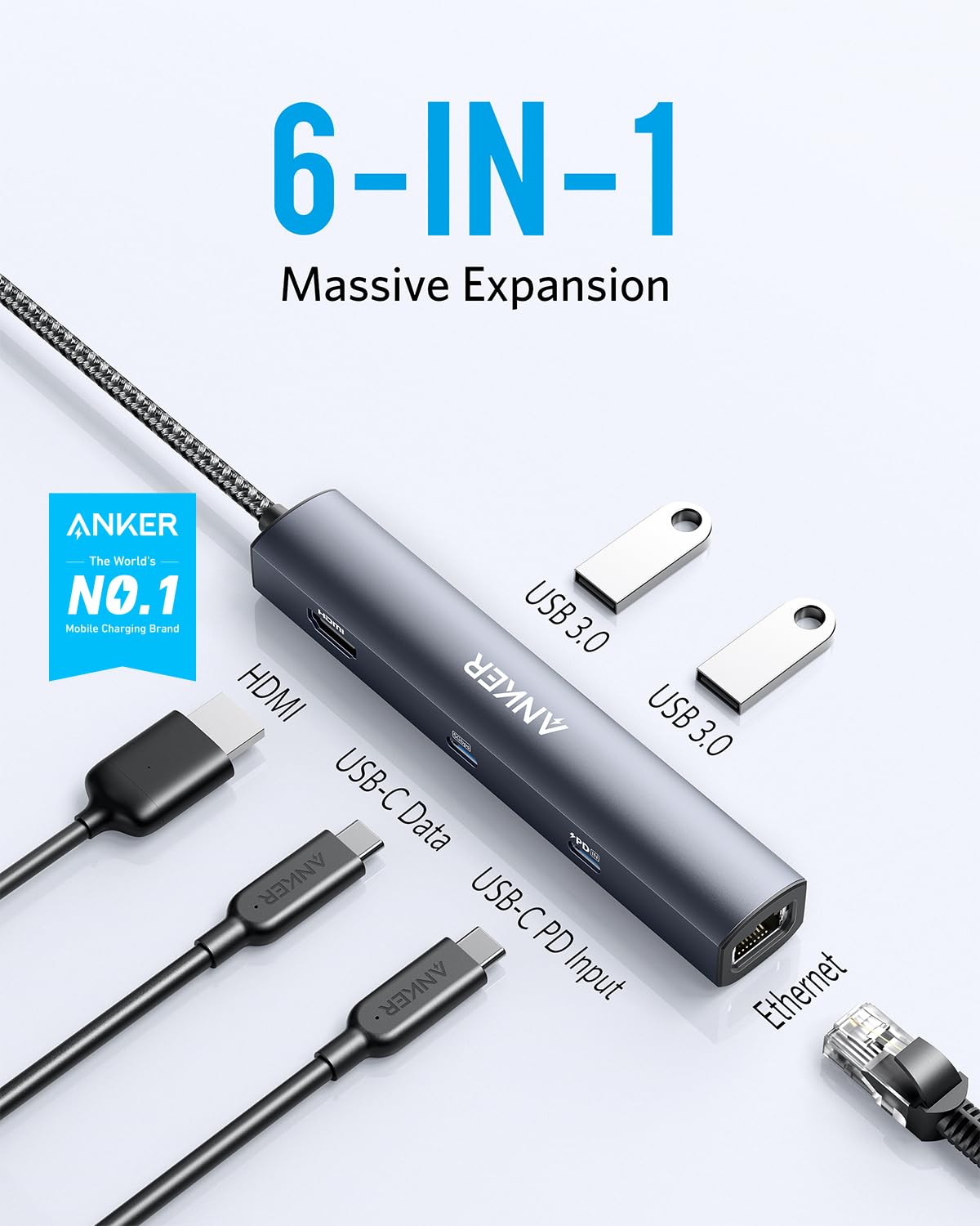 Foto 3 pulgar | Hub Usb C Anker Powerexpand 6 En 1 Con Suministro De Energía De 65 W - Venta Internacional.