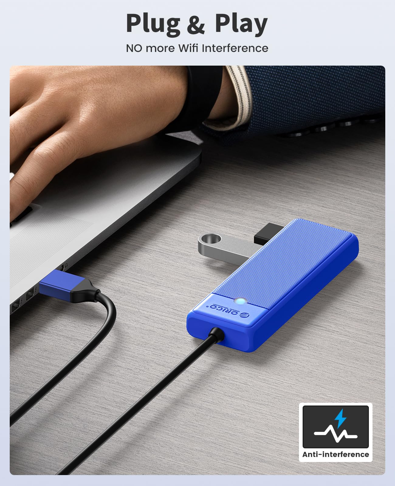 Foto 7 pulgar | Hub Usb 3.0 Orico De 4 Puertos Ultradelgado Para Portátil Macbook Azul - Venta Internacional.