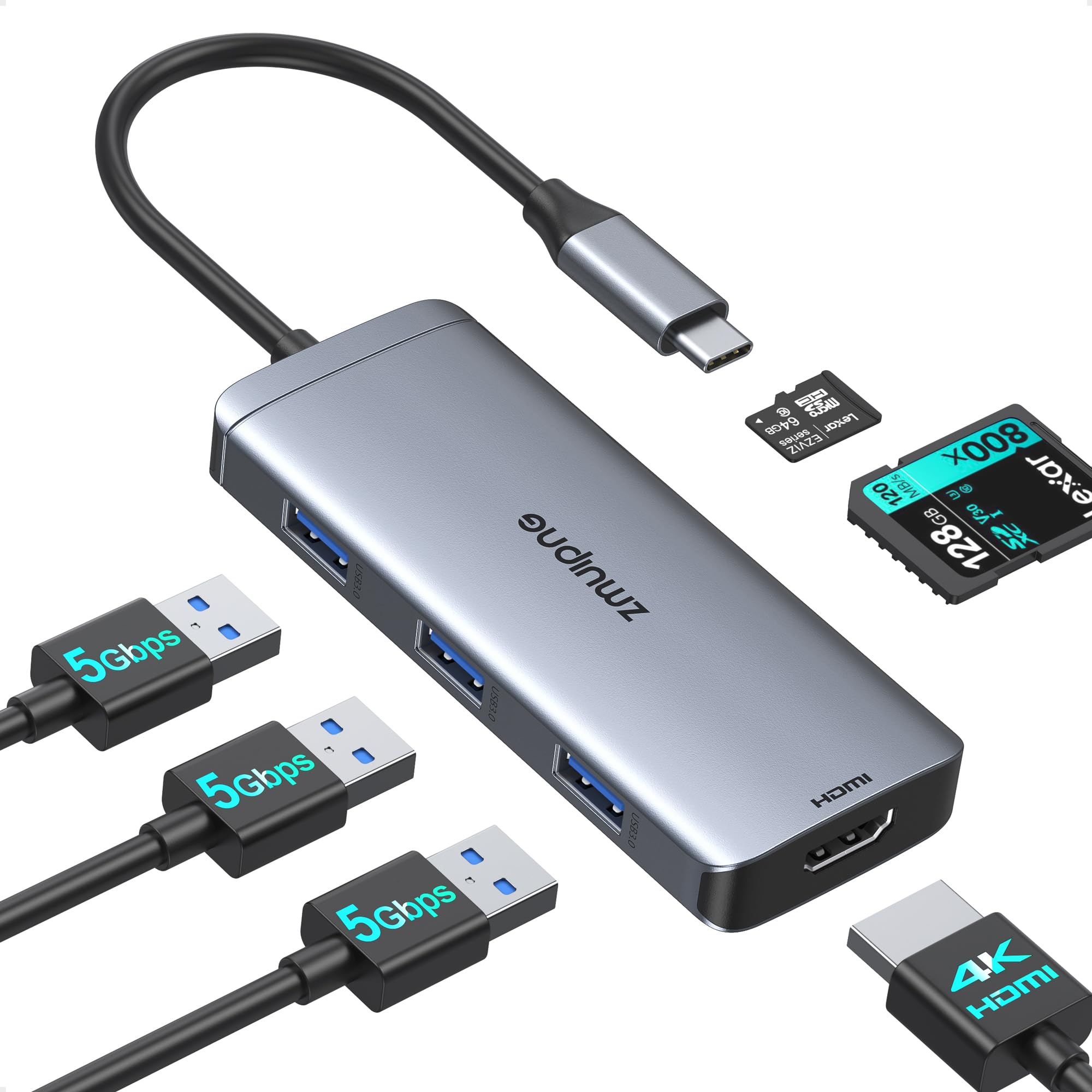 Adaptador Usb C Hub Zmuipng 6 En 1 Con Hdmi 4k Para Macbook Air/pro - Venta Internacional.