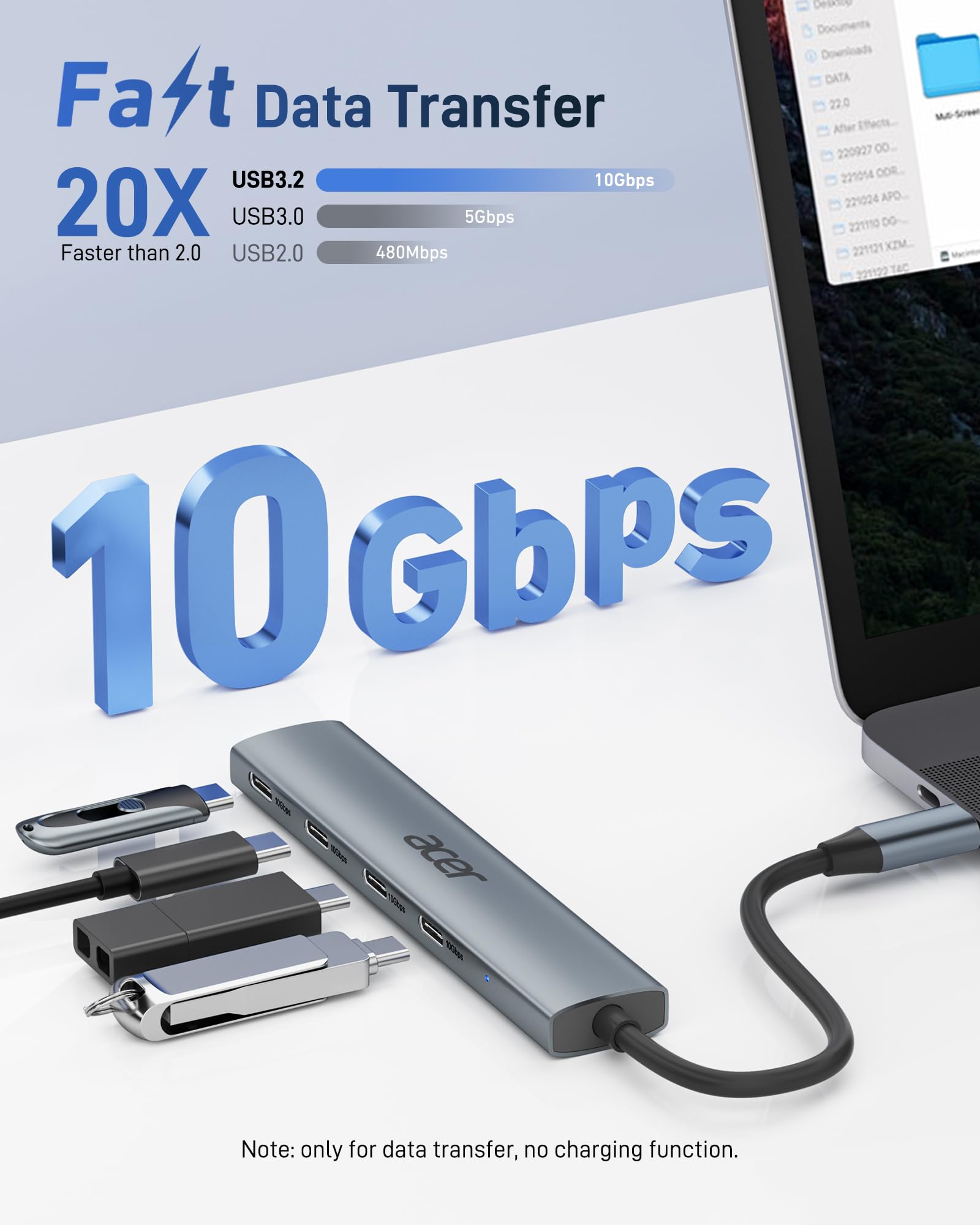 Foto 4 pulgar | Divisor Usb C Hub Acer De 10 Gbps Tipo C Con 4 Puertos Usb C 3.2 - Venta Internacional.