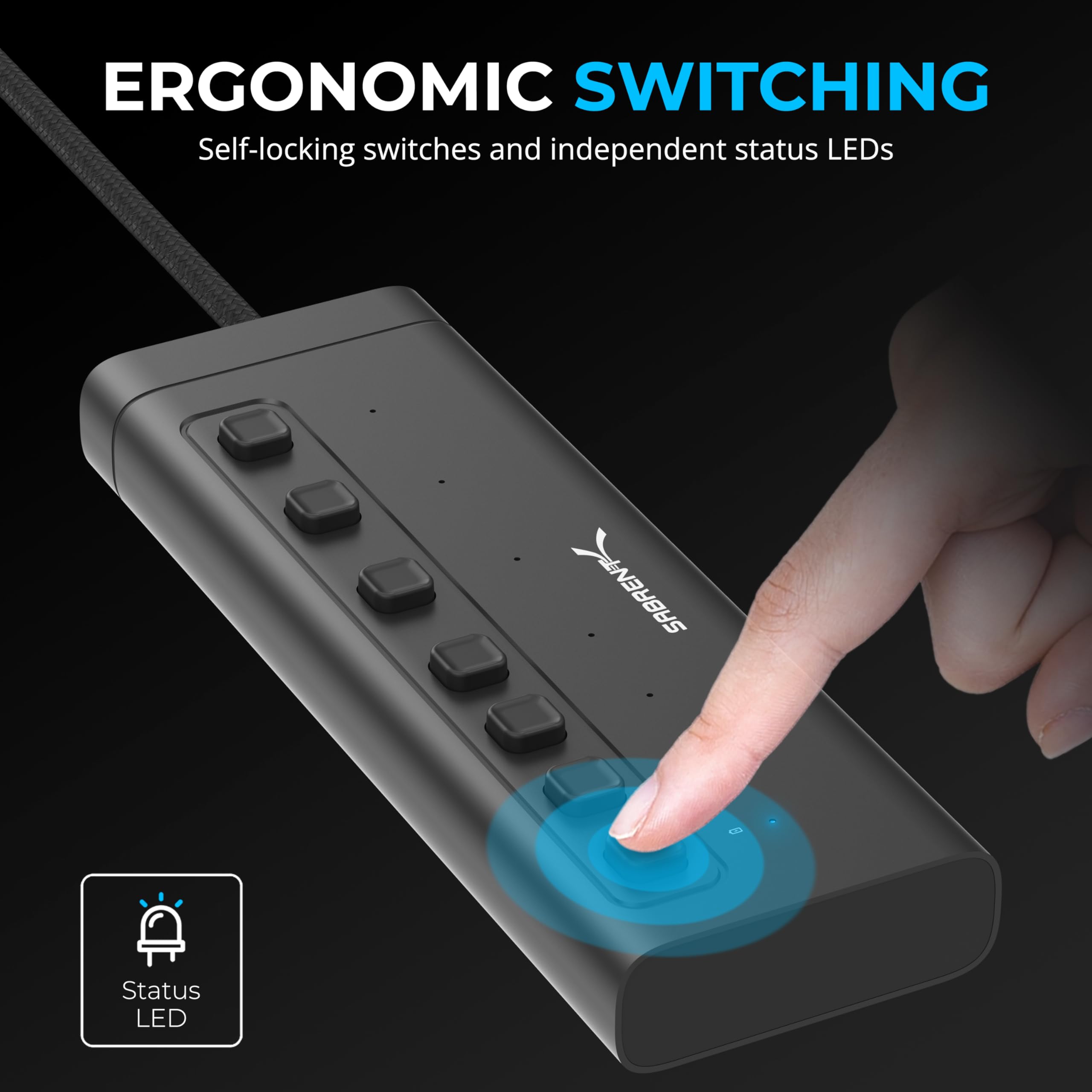 Foto 7 pulgar | Hub Usb-c Sabrent De 7 Puertos, 5 Gbps, Usb 3.2 Con Pd De 20 W Para Mac Pc - Venta Internacional.