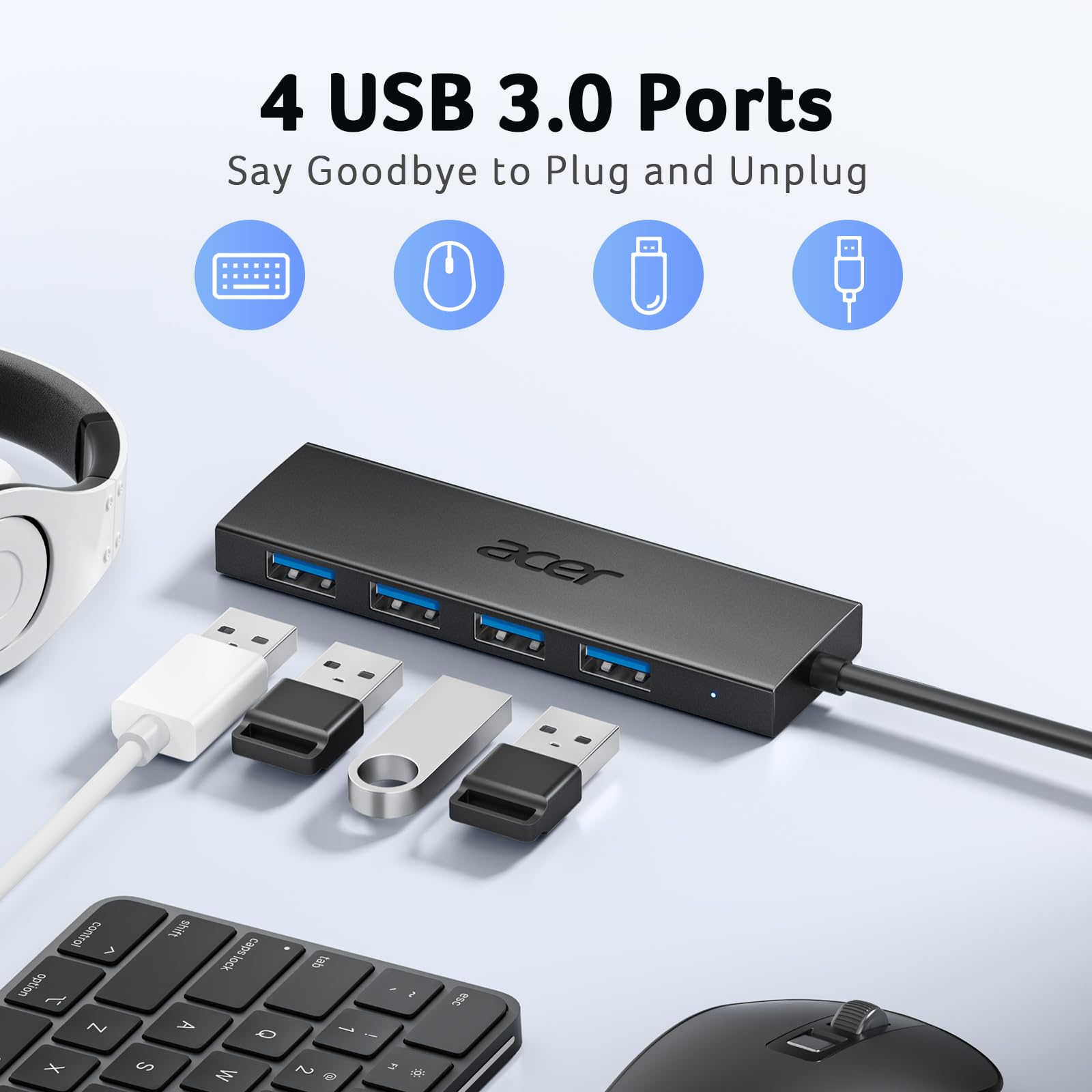 Foto 3 pulgar | Hub Usb C De 4 Puertos, Concentrador Usb 3.0 Múltiple, Divisor Usb-c Para Portátil Con Puerto De Ali - Venta Intern