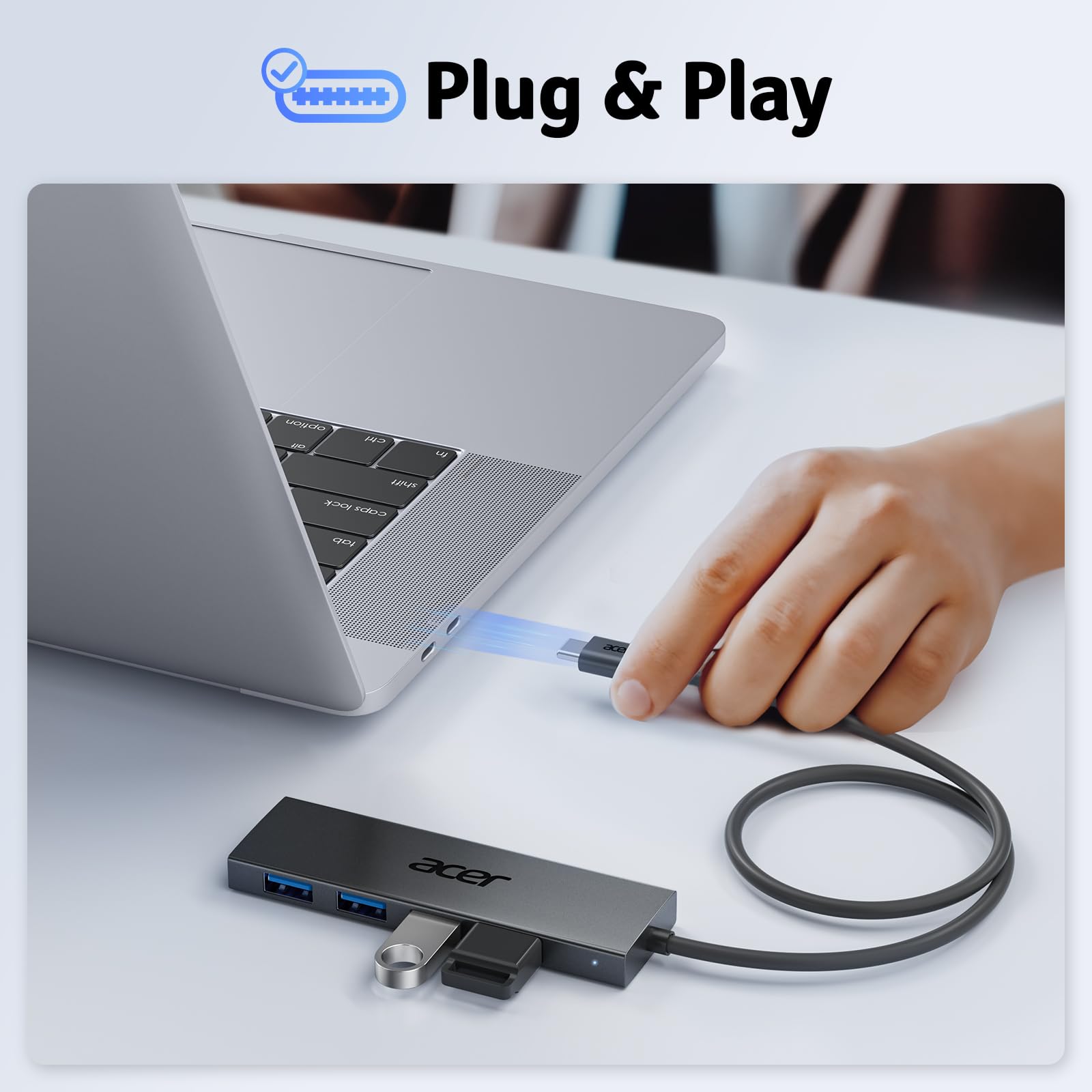 Foto 6 pulgar | Hub Usb C De 4 Puertos, Concentrador Usb 3.0 Múltiple, Divisor Usb-c Para Portátil Con Puerto De Ali - Venta Intern